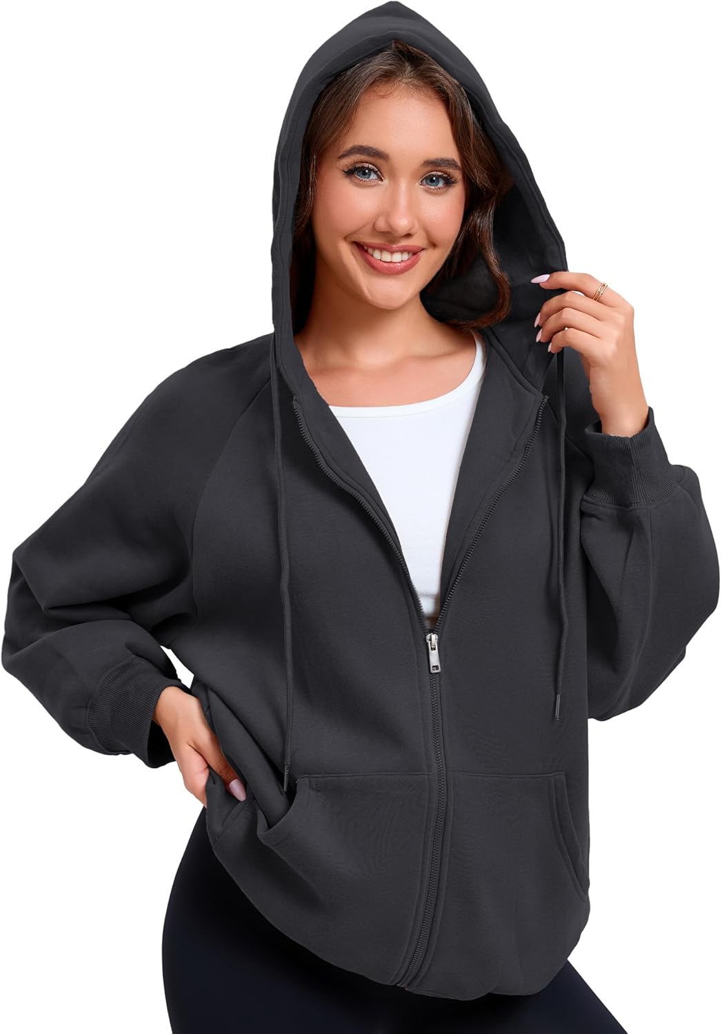 Oyamiki Zip Up Hoodie Women Oversized Sweatshirt Trendy Casual Tops Fashion Fall Outfits Jackets with Pockets - Image 4