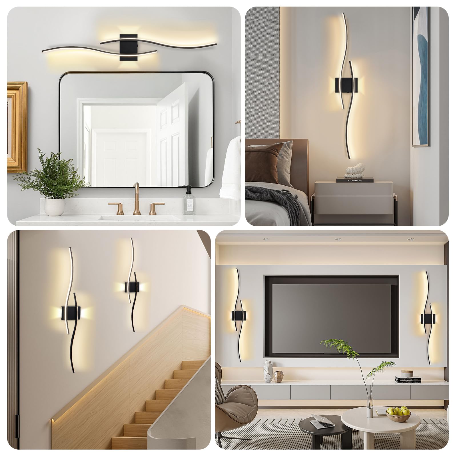 LED Wandleuchte Innen,Akku Wandlampe Innen mit Fernbedienung Modern Wandlicht mit Dimmbar&Timing-Funktionen Kabellose Wandleuchte für Wohnzimmer Schlafzimmer Flur Treppen,2 Stück, 100CM