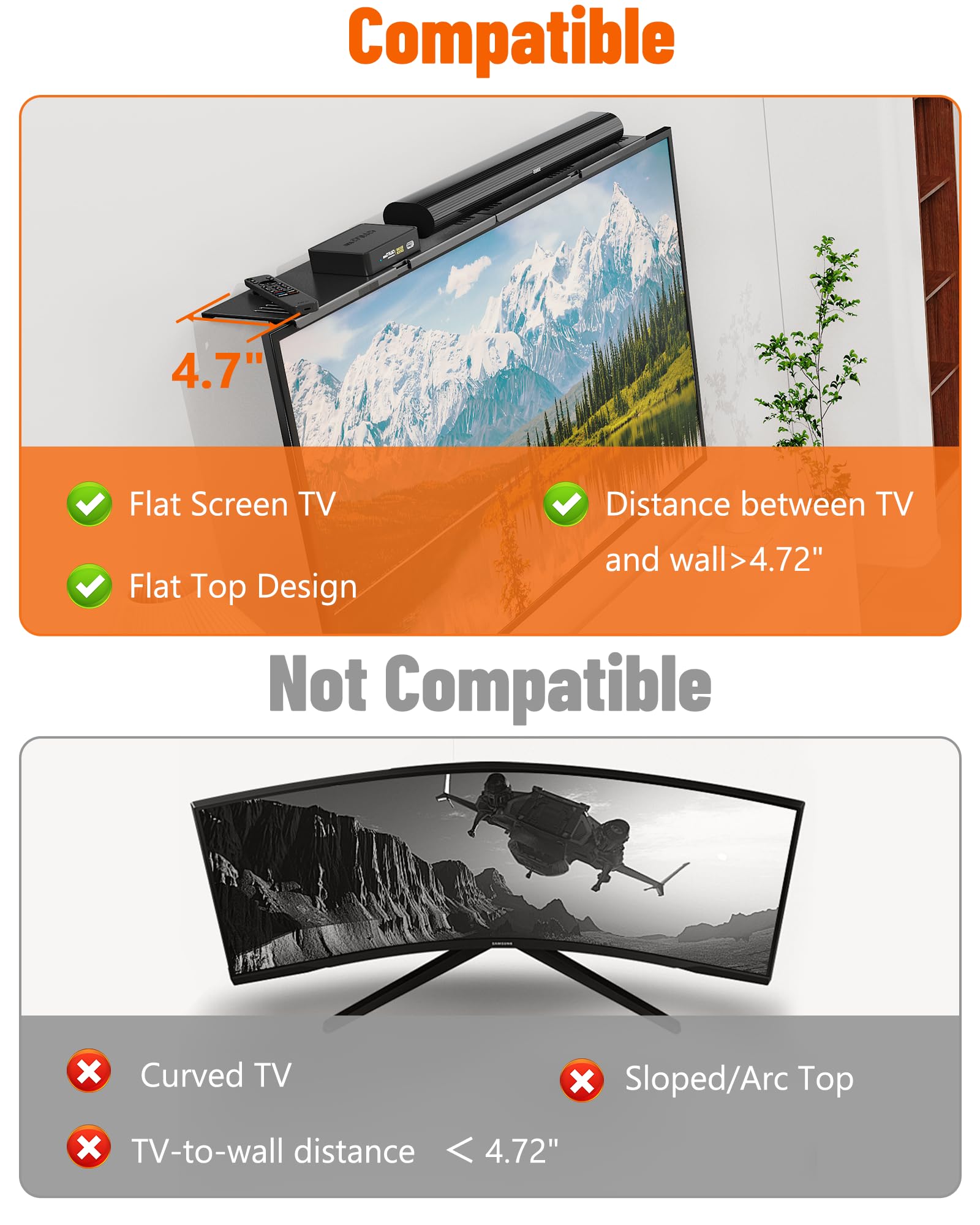 Amazon | サウンドバーマウント ドリル不要 スチール製 TVトップ