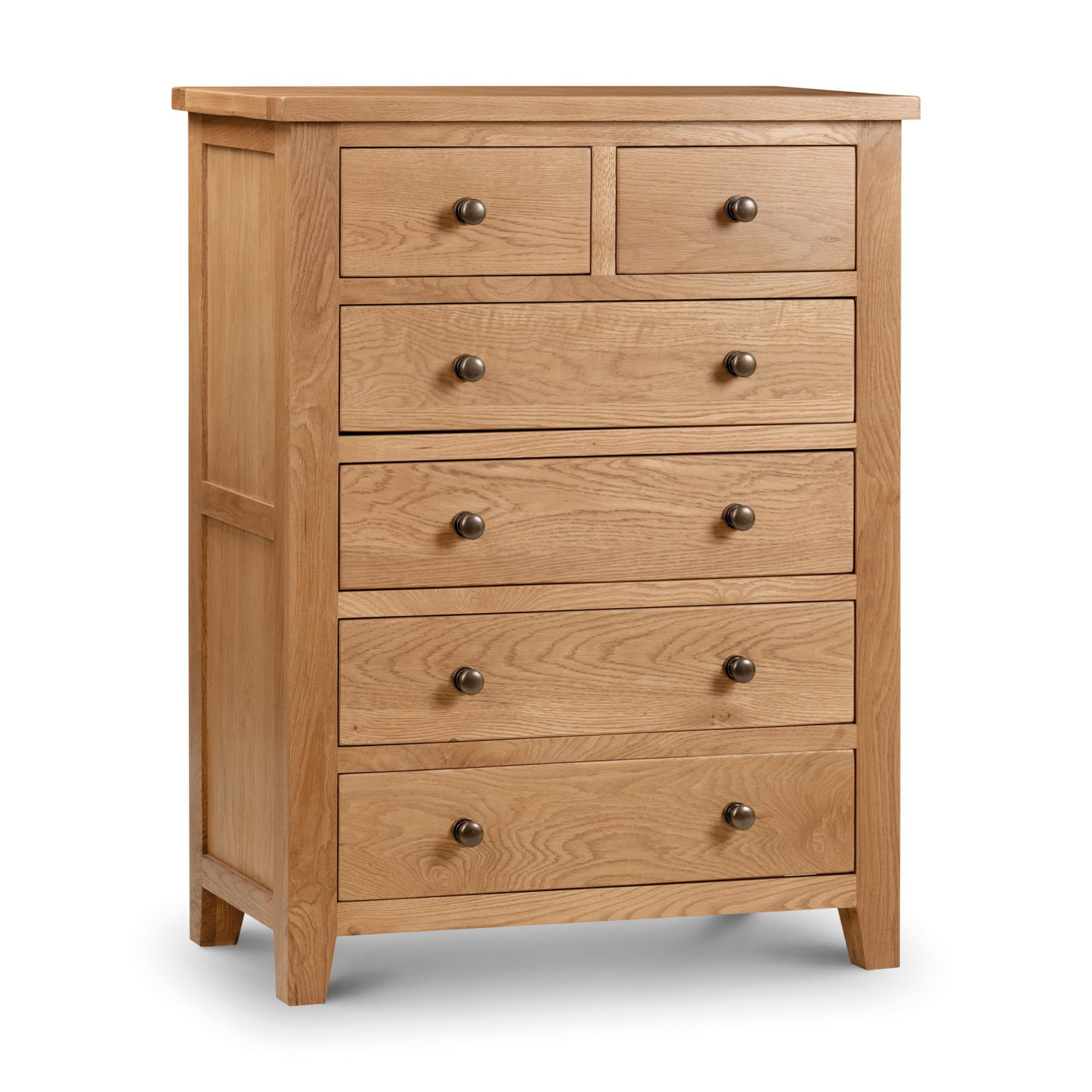 Julian Bowen Marlborough Chest of Drawers, 6 Drawer, Solid Oak - H108xW83cm | Traditional Drawer Storage Organiser, 6 Drawers, No Assembly Needed, Solid Wood & Veneers, Dresser for Bedroom & Living Room