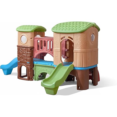 Step2 Clubhouse Climber Playset for Kids, Jungle Gym with Elevated Playhouse, Outdoor Backyard Playground Set, Two Toddler Slides, Ages 2 to 6 Years Old
