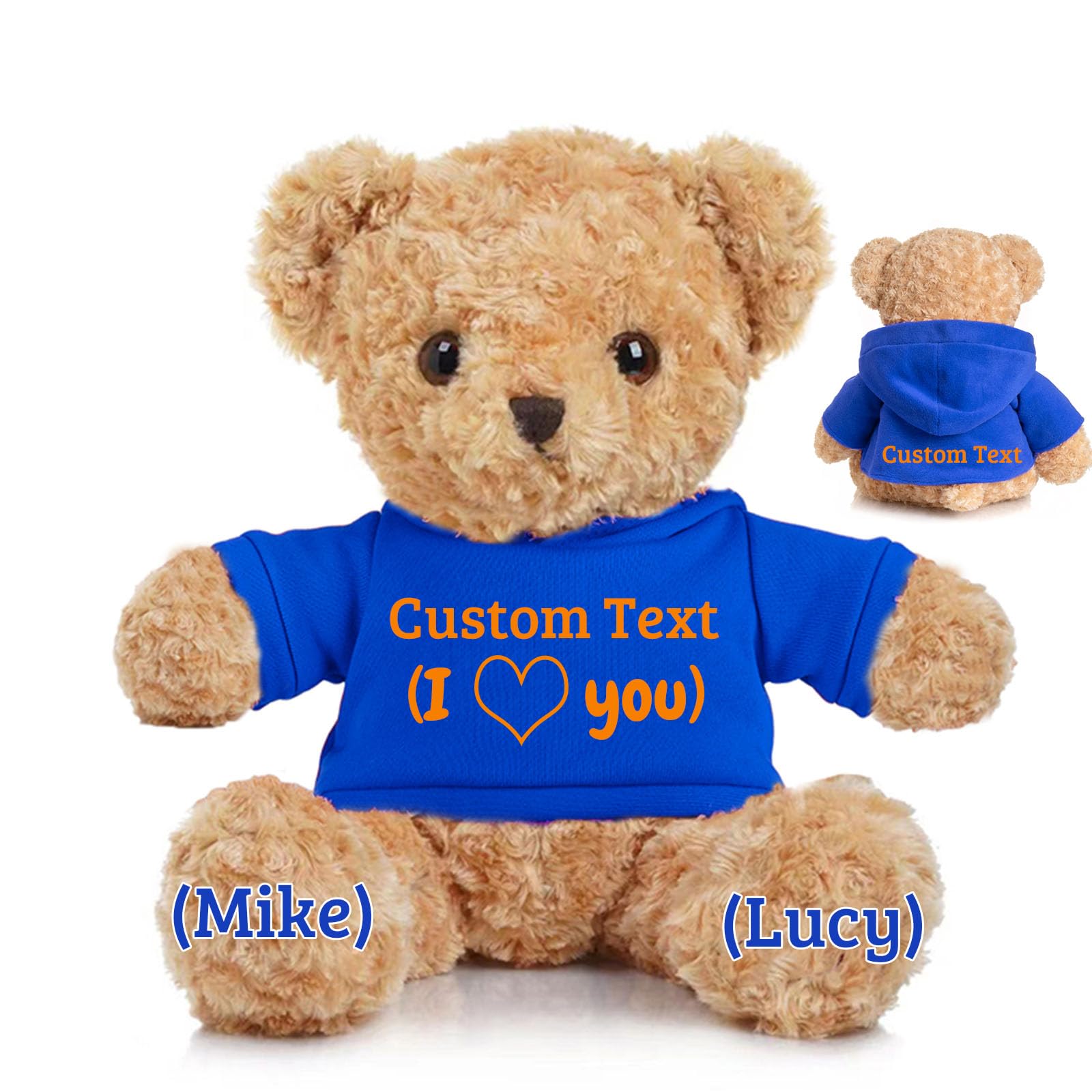 JABECODIFA Personalized Teddy Bear for Her Him, Brown Bear Stuffed Plush Toys with Text Photo, Personalized Gifts for Birthday 12 inch