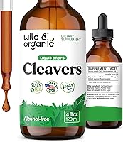 Wild & Organic Cleavers Tincture Drops - Lymphatic Drainage Detox Support, Vegan Alcohol-Free 4 fl oz