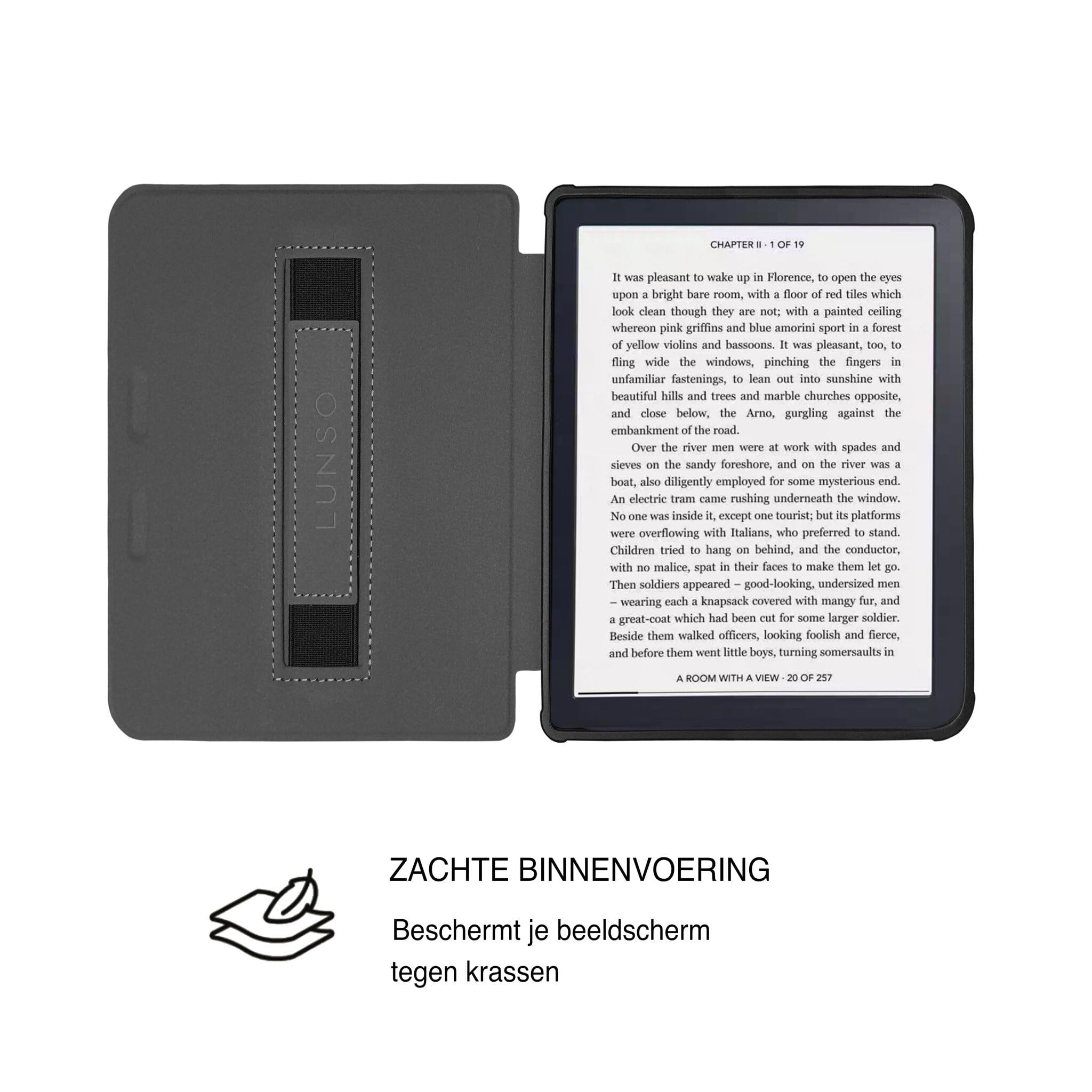 Lunso Compatible avec Kobo Clara BW/Clara Colour Case (6 pouces) - Housse Vegan Saffiano Cuir Sleep Cover - Calm Serengeti
