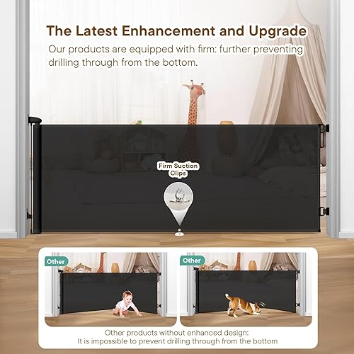 Miniatura 3 de Puerta retráctil de malla para bebés, 55 pulgadas de ancho, segura, resistente, fácil de instalar, puertas para perros infantiles para puertas,