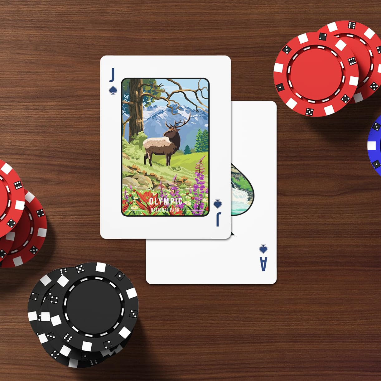 Nature Reserve National Park Playing Cards, Premium Black Core Paper Poker Deck with Linen Texture, Scenic Landscape Wildlife Art, Gift for Card Game Lovers, Family, Collectors