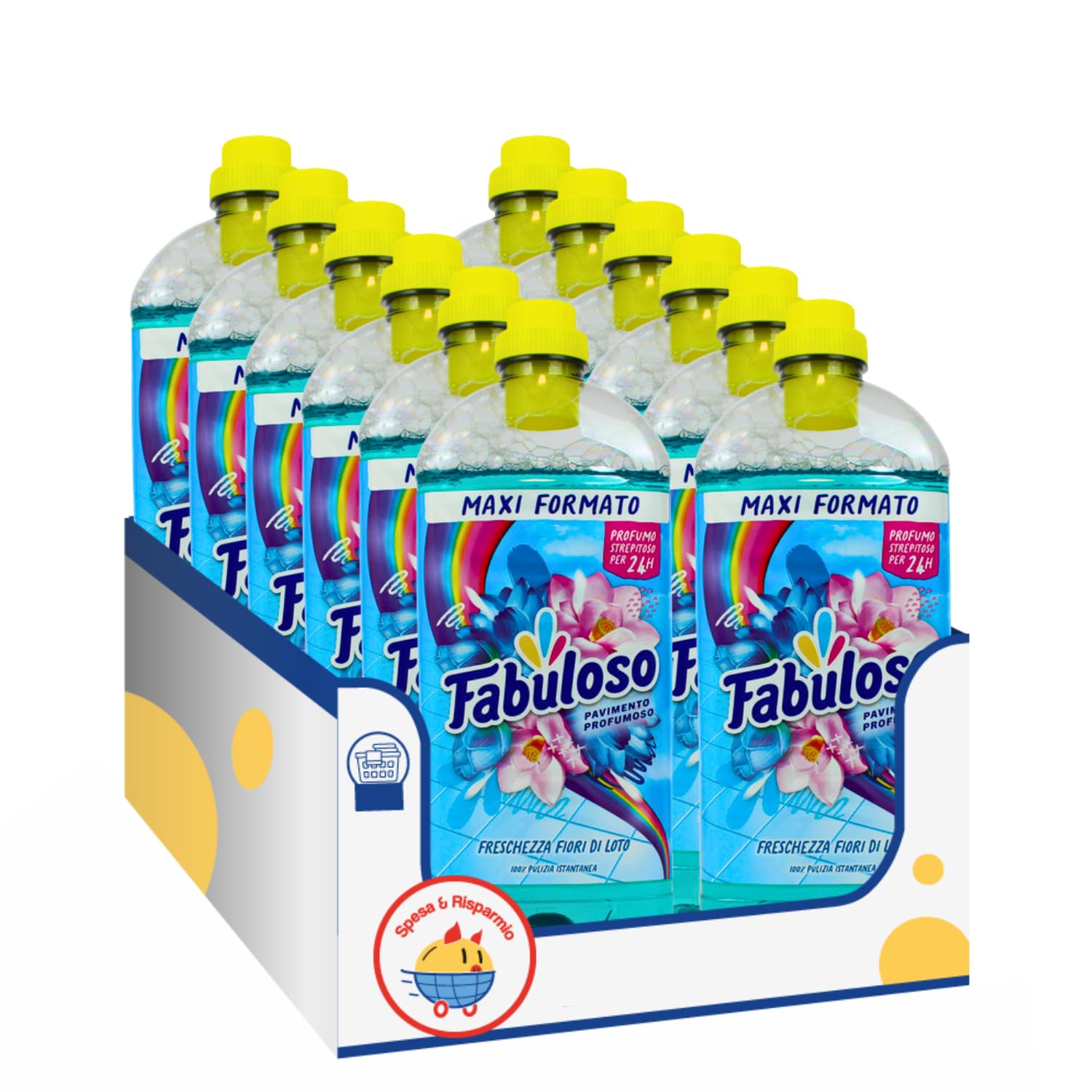 Detergente pavimenti profumato Fiori di Loto – Maxi Formato 1,25 L – Variazioni 4/8/12 Pezzi (12)