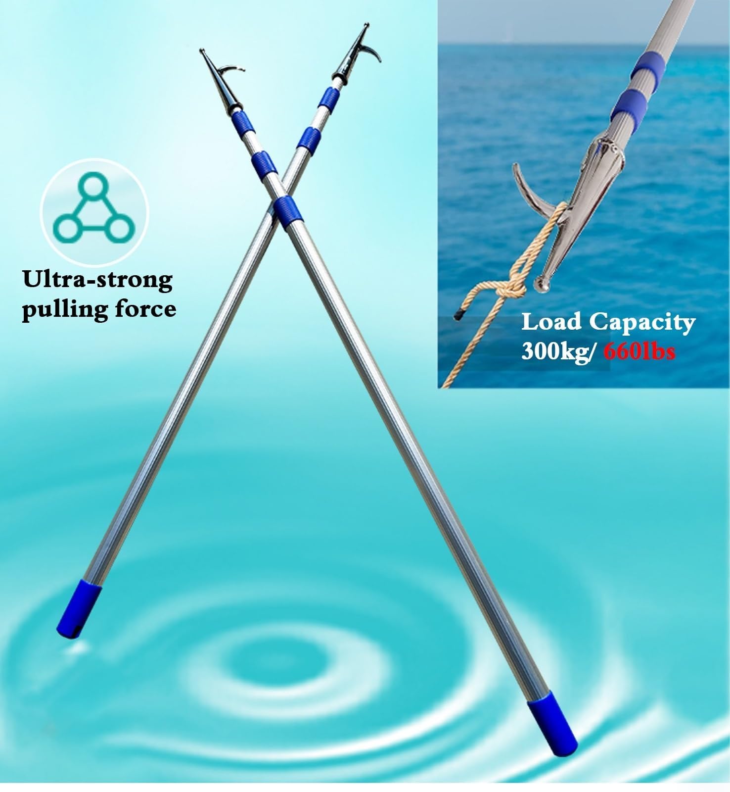 Gancio for barca marino telescopico, palo in alluminio resistente (3-6m)
