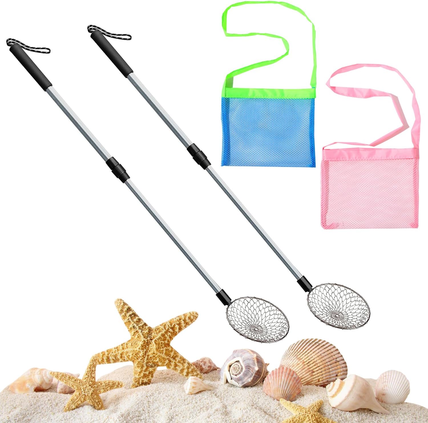 4 Pcs Beach Sand Sifter, Shell Shovel, Shark Tooth Sifter