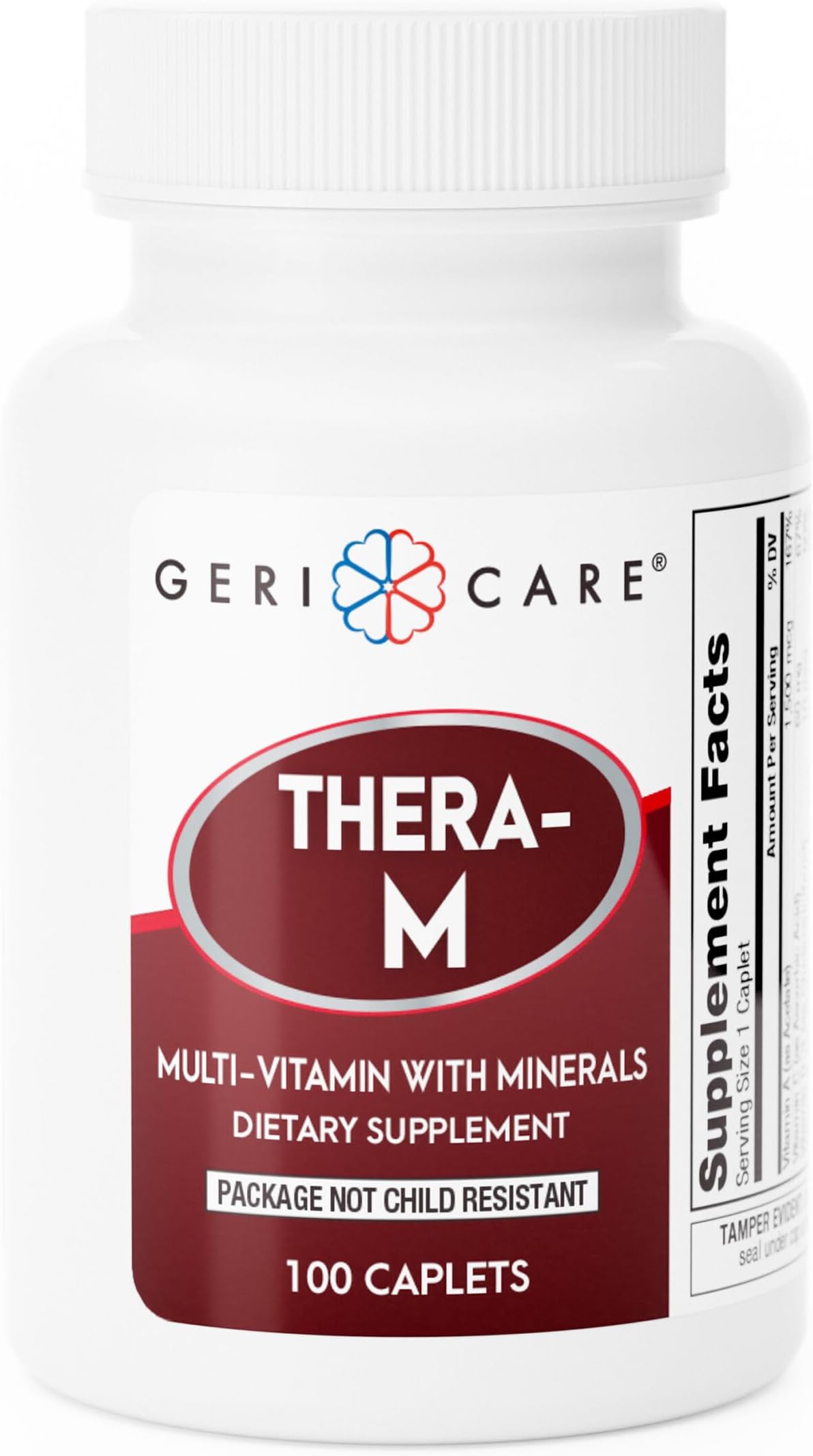 100 Caplets Thera Tabs M High Potency Multivitamin with Minerals Nutritional Supplement