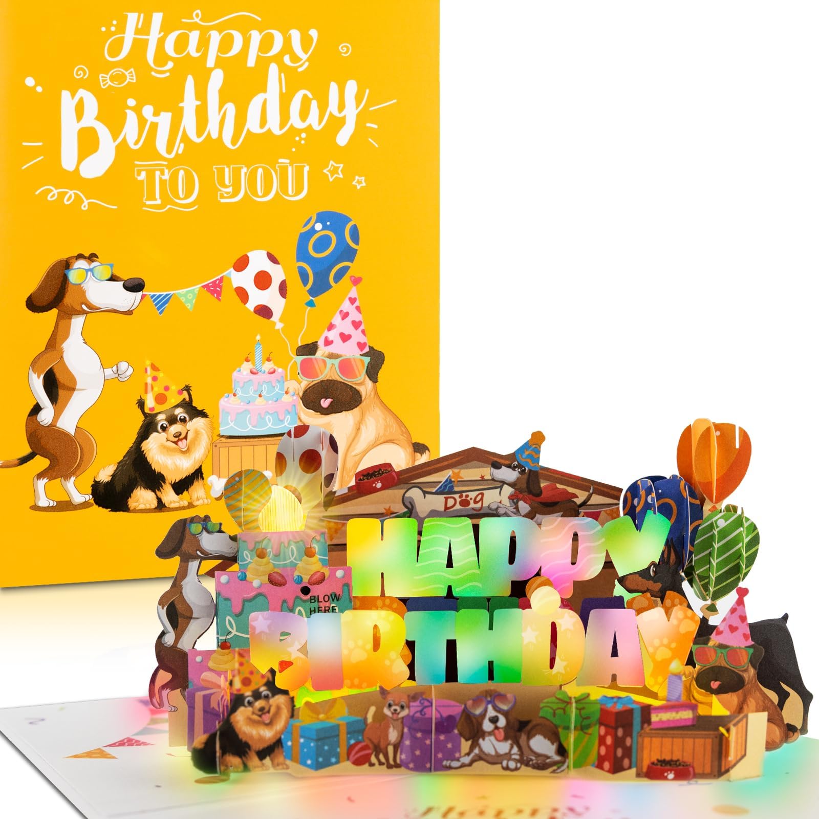 3D Musical Birthday Cards with Lights & Blowable Candle