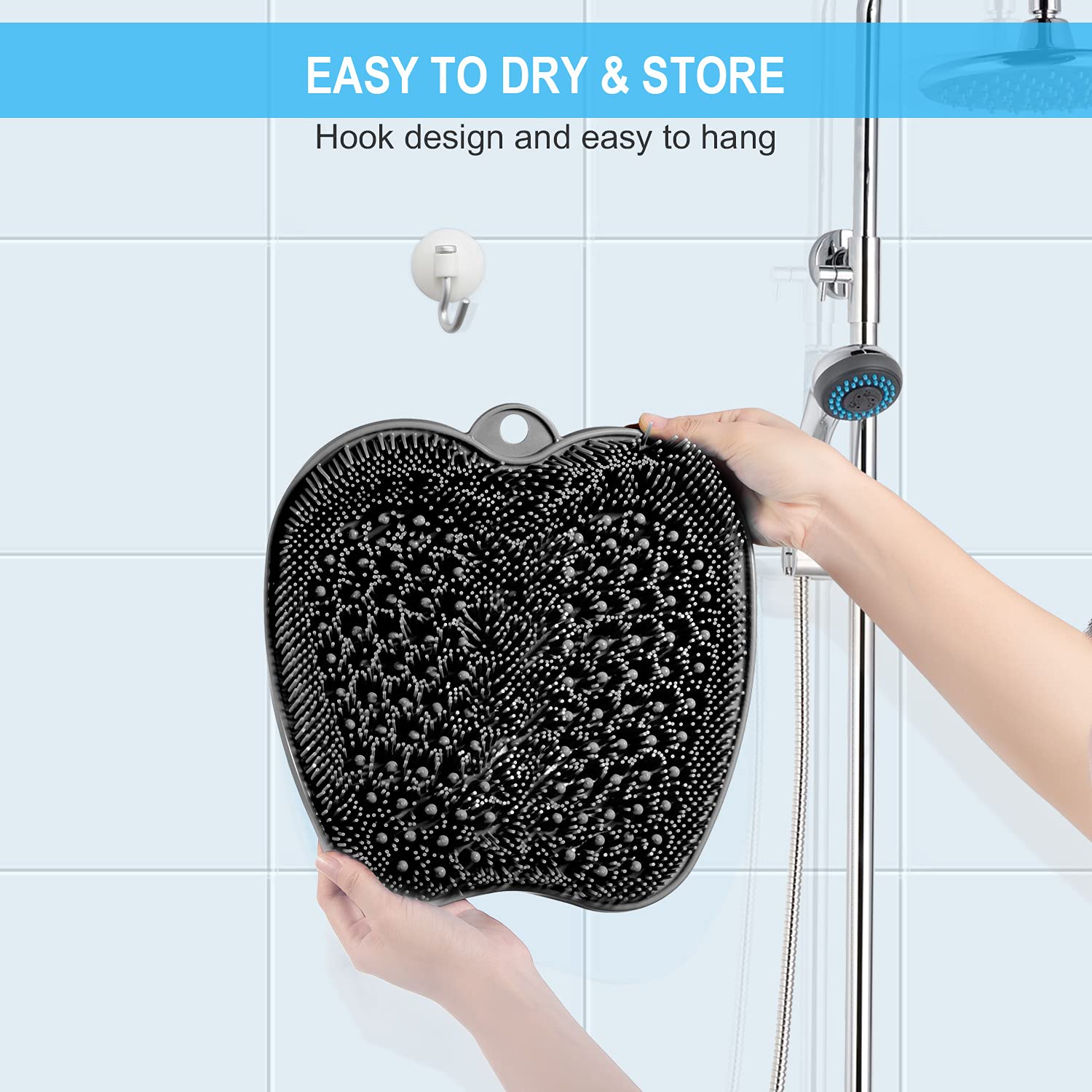 Doccia Foot Scrubber Mat con ventose antiscivolo, spazzola per il piede per pulire ed esfoliare i piedi senza piega, tappetino di riflessologia del piede per rilassarsi i piedi
