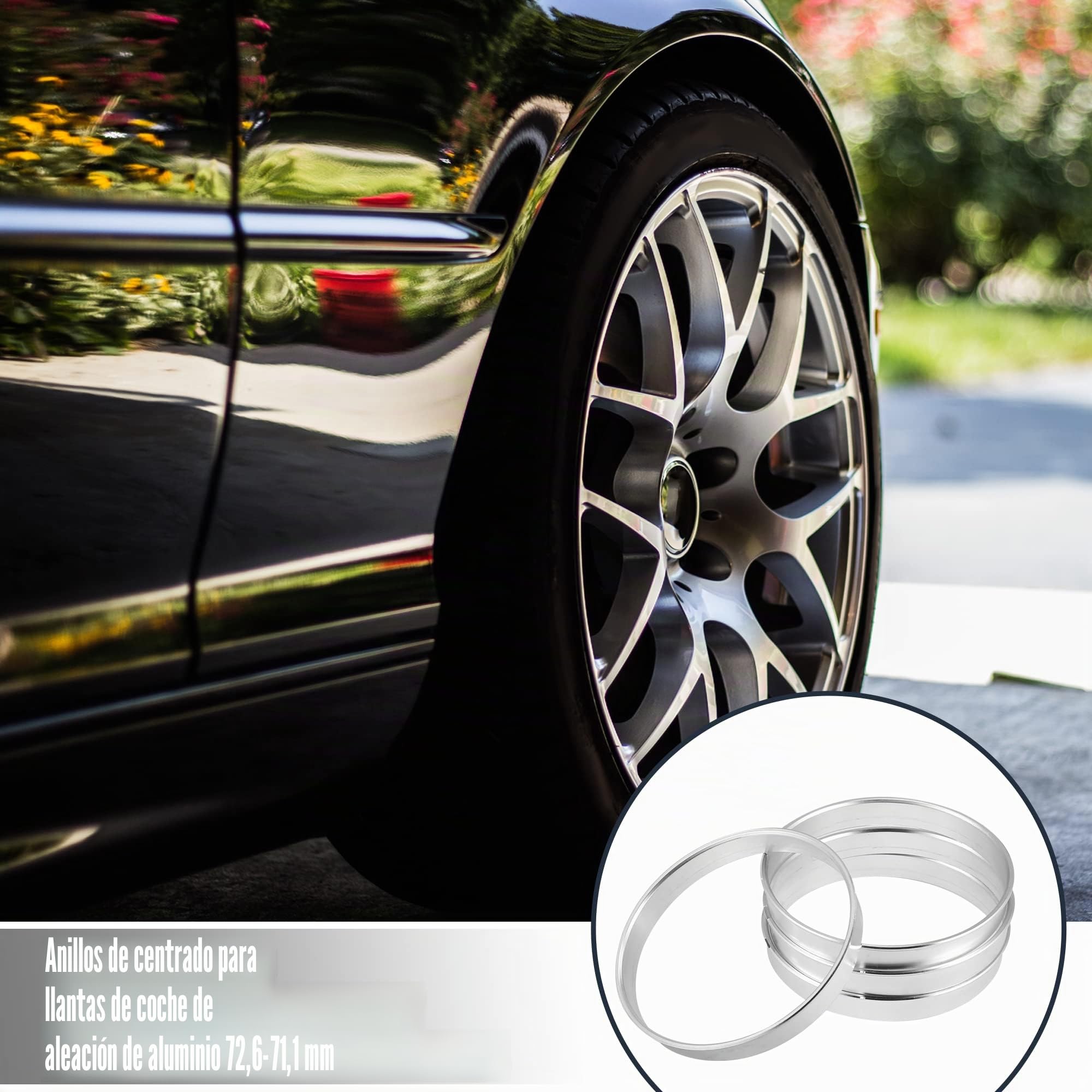 X AUTOHAUX Anillos Centrados En El Cubo Plateado 4 Piezas para Coche | Diámetro Exterior 72.6mm, Diámetro Interior 71.1mm, Grosor 10mm, Eliminación De Vibraciones, Ajuste Preciso, Universal