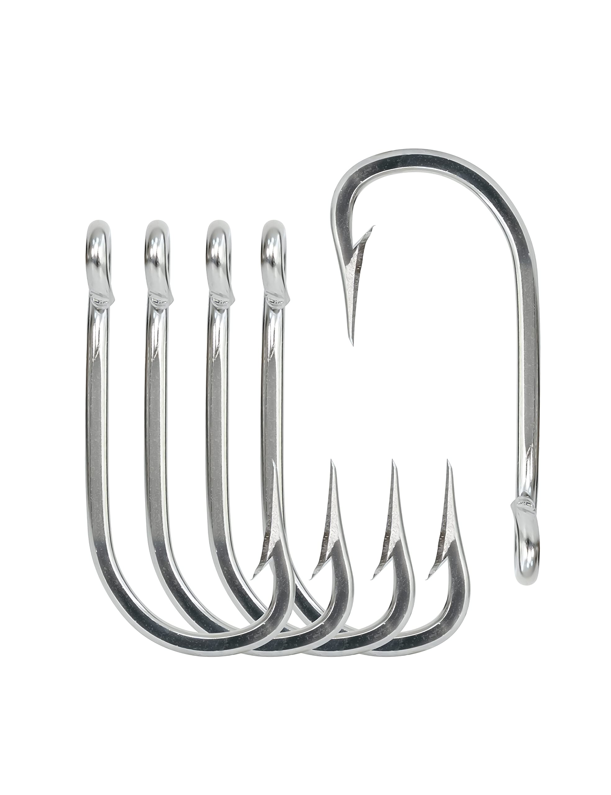 BLUEWING - Ganchos de pesca con punta de aguja, 5 piezas/10 unidades, ganchos de pesca de acero inoxidable, ganchos extra afilados para pesca en agua dulce y salada