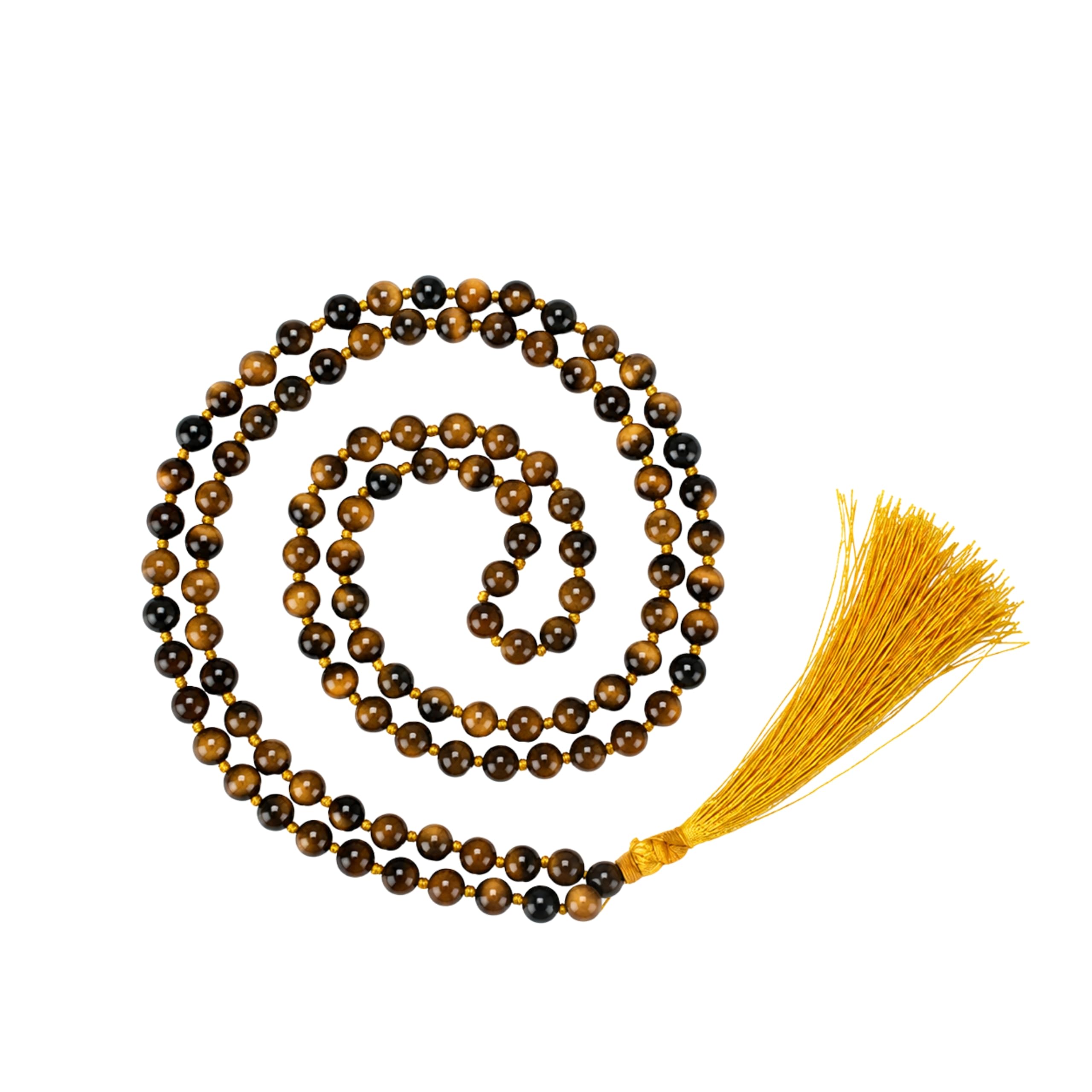 Remedywala Certified Natural Crystal Tiger Eye mala Natural Crystal Stone 6 mm 108 Beads Jap Mala for Meditation, Pooja, Chanting, Wearing/Tiger Eye mala 108 Beads Original