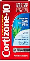 Vista 1 de Cortizone-10 Crema calmante para aliviar la picazón de aloe de máxima fuerza, 1% de hidrocortisona, de acción rápida, crema antipicazón