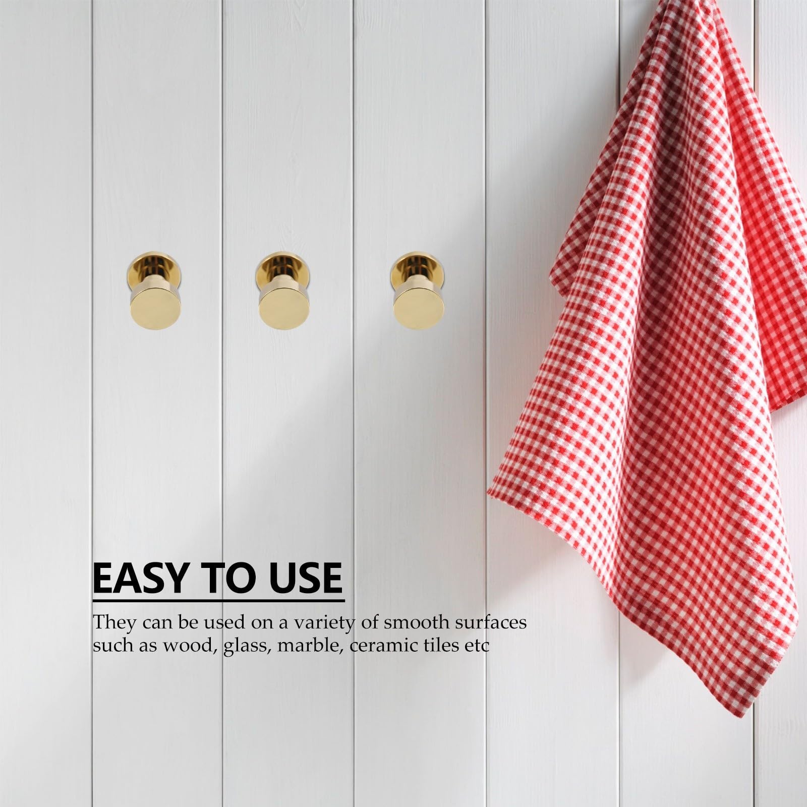 Abaodam Gancho de Pared de Latón Dorado para Baño, Práctico y Resistente, Diseño Simple y Elegante, Paquete de 5 Piezas para Colgar Toallas y Ropa