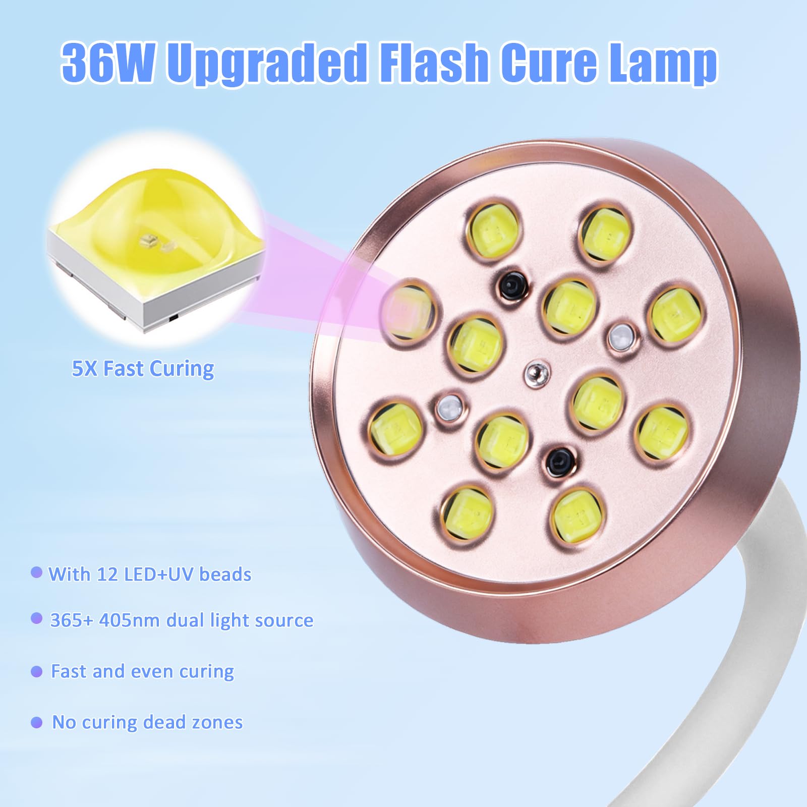 36W Lampe UV Ongles Gel, Mini Lampe UV avec Capteur Intelligent et Écran LCD, 30s/60s/90s Modes, Rechargeable Petite Sèche Ongles Design Col de Cygne Flexible pour Salon et Maison, Blanc