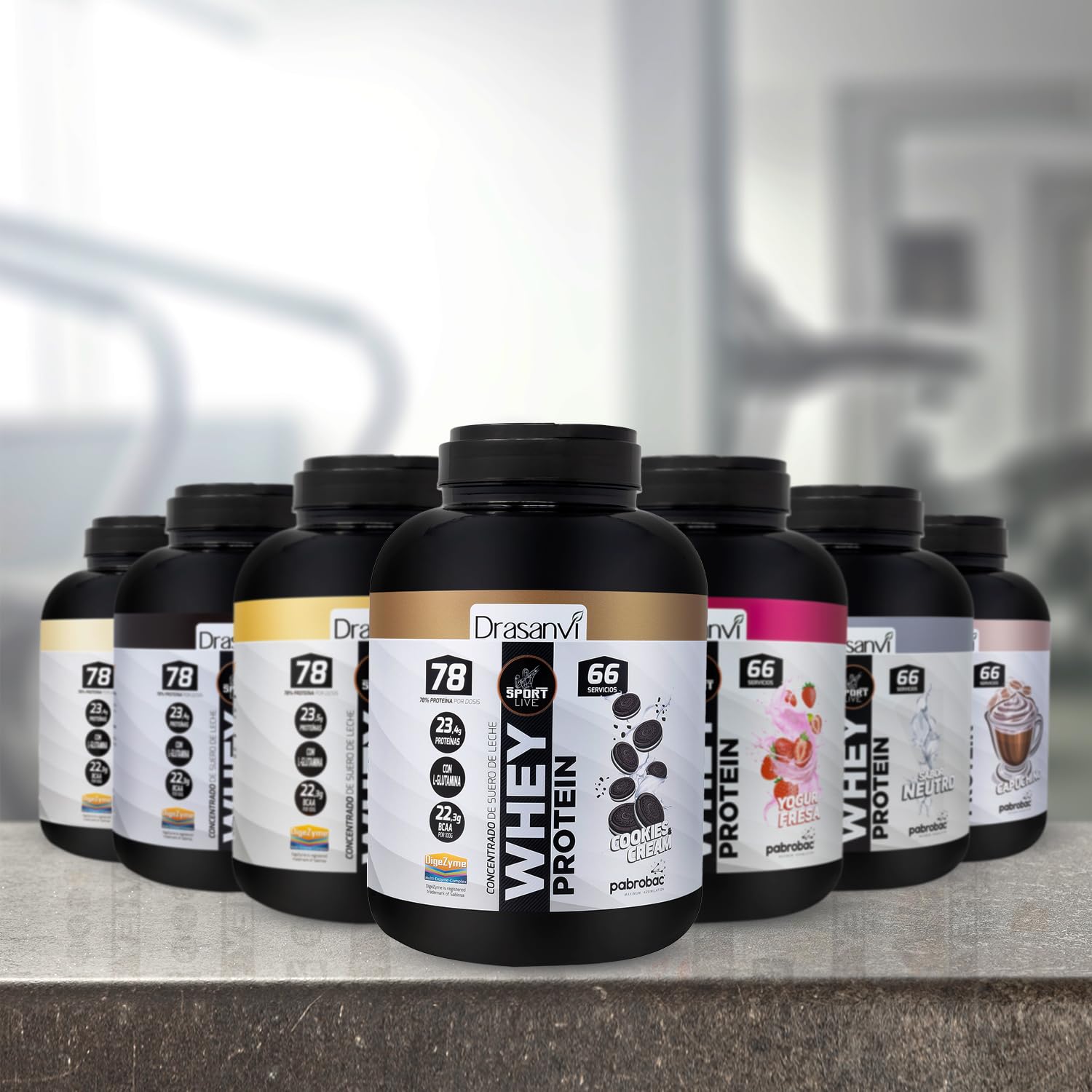 SPORT LIVE Concentrado de proteinas de suero de leche | Whey Protein en polvo con L-Glutamina y L-Leucina | Ayuda a aumentar tu masa muscular | Mejora tus batidos |Cookies&Cream | 2 KG