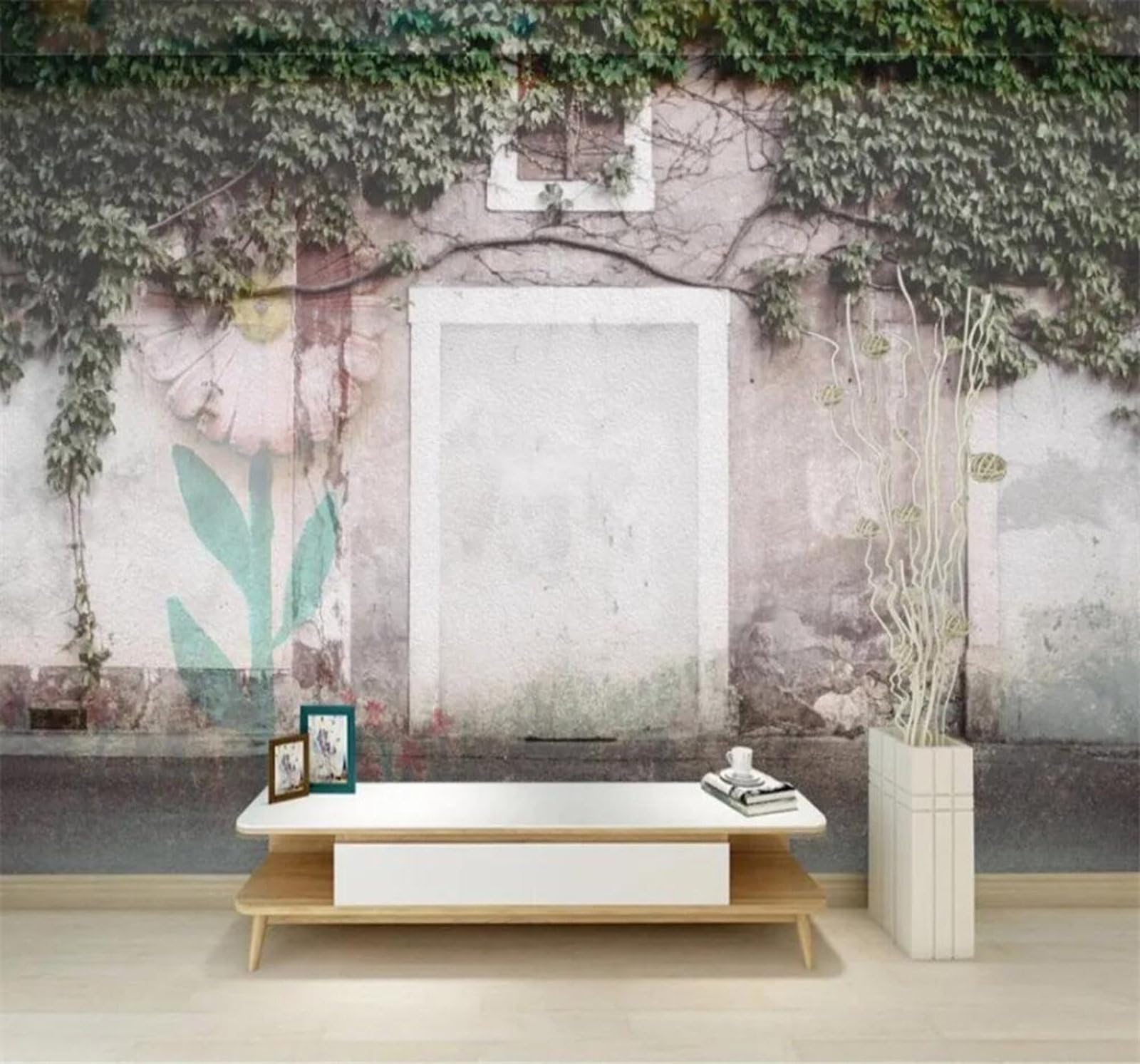 Tzxztt 250Cm×170Cm(B×H) Minimalist Fresh Vines Garden Modern 3D Wallpaper Premium Textured Silk Neutral Tones Material Ideal For Living Room Bedroom-250Cm×170Cm