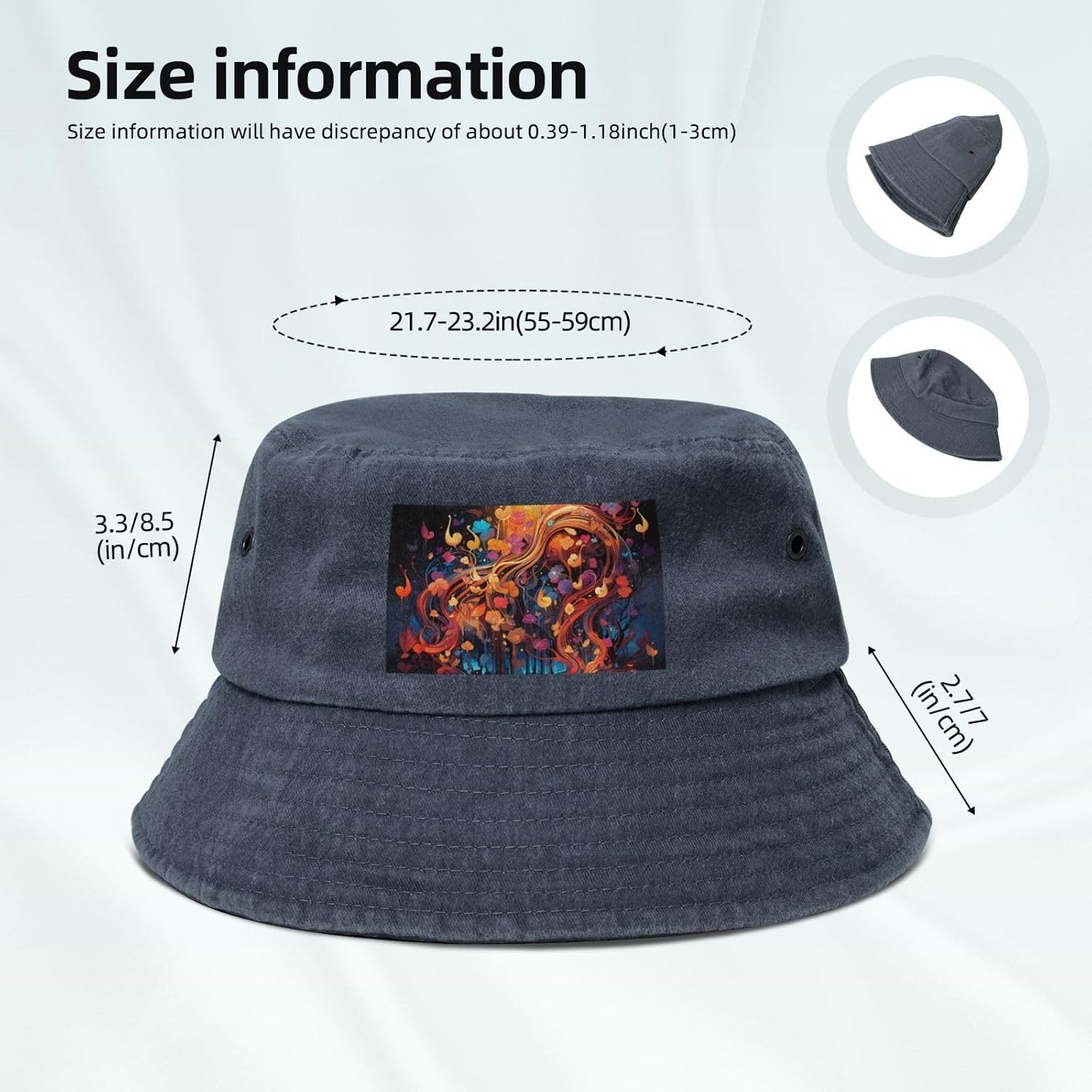 Colorful Music Notes Printed Cowboy Fisherman hat, Suitable for Outdoor Fishing Beach Party Fisherman hat Hip-hop hat,