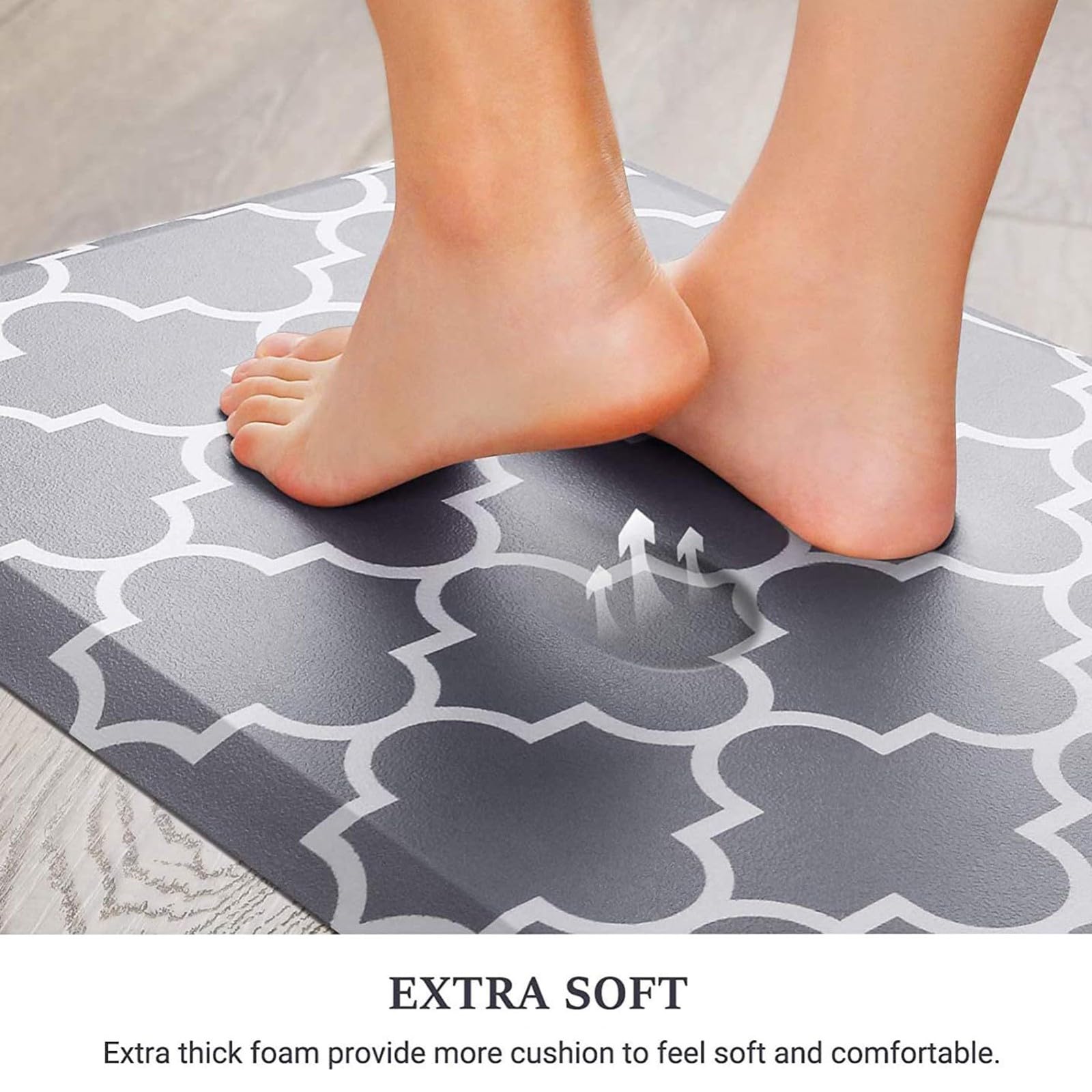Tappeti da Cucina 2 Pezzi, Tappetini Antiscivolo Imbottiti Anti-Fatica 5 mm Spessi Scrivania in Piedi Ufficio Tappetini Impermeabili Lavanderia Lavabili 03,18 * 30IN + 18 * 71IN