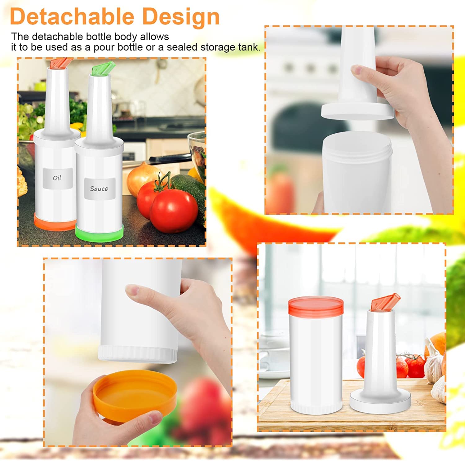 12 botellas de jugo y 40 vertedores, botellas de licor y jugo, suministros de bar, botellas de plástico para verter jugo, botellas de licor de acero inoxidable para el hogar, cocina, fiesta, bar
