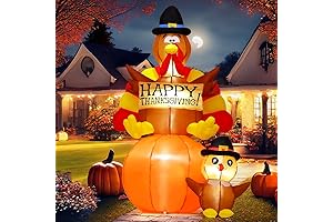GOOSH 6 FT Thanksgiving Inflatables Turkey Family Yard Decorations