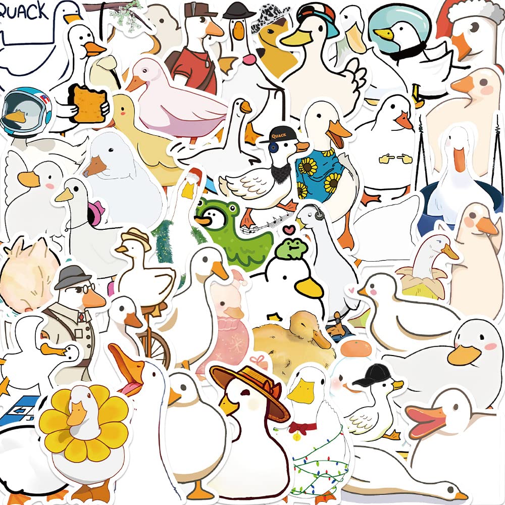 50Pcs Duck Stickers Laptop Car Scrapbook Phone Skateboard Suitcase Luggage Bike Duck Stickers Vinyl Waterproof Aesthetic Personalised Stickers for Teens Boys Girls Adults Children