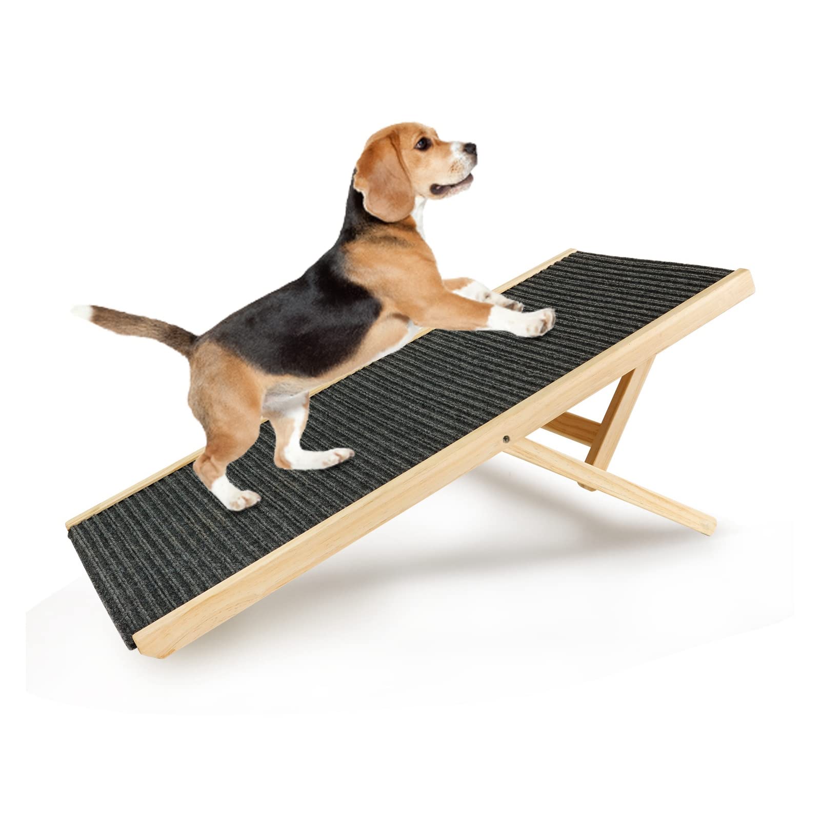 Rampa per Cani in Legno, Scaletta Pieghevole per Animali Domestici ad Altezza Regolabile con Superficie Antiscivolo per Divano Letto Auto (Dimensioni: ca.100x43 cm/39,4x16,9 pollici (L))