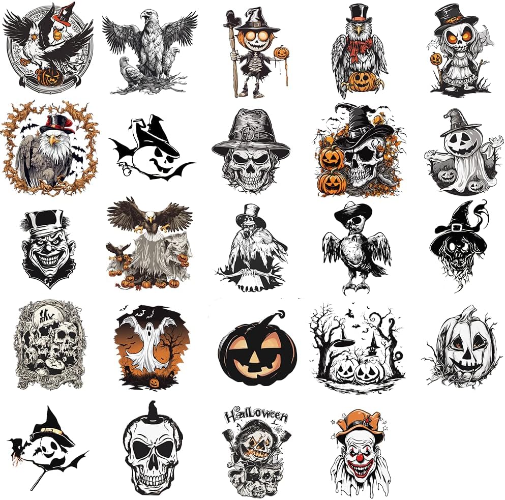 U-Sky Iron on Heat Transfer Vinyl Sticker for Clothing Bulk Halloween Theme Motif Design Iron on Decals for Clothing Decorative (Halloween)