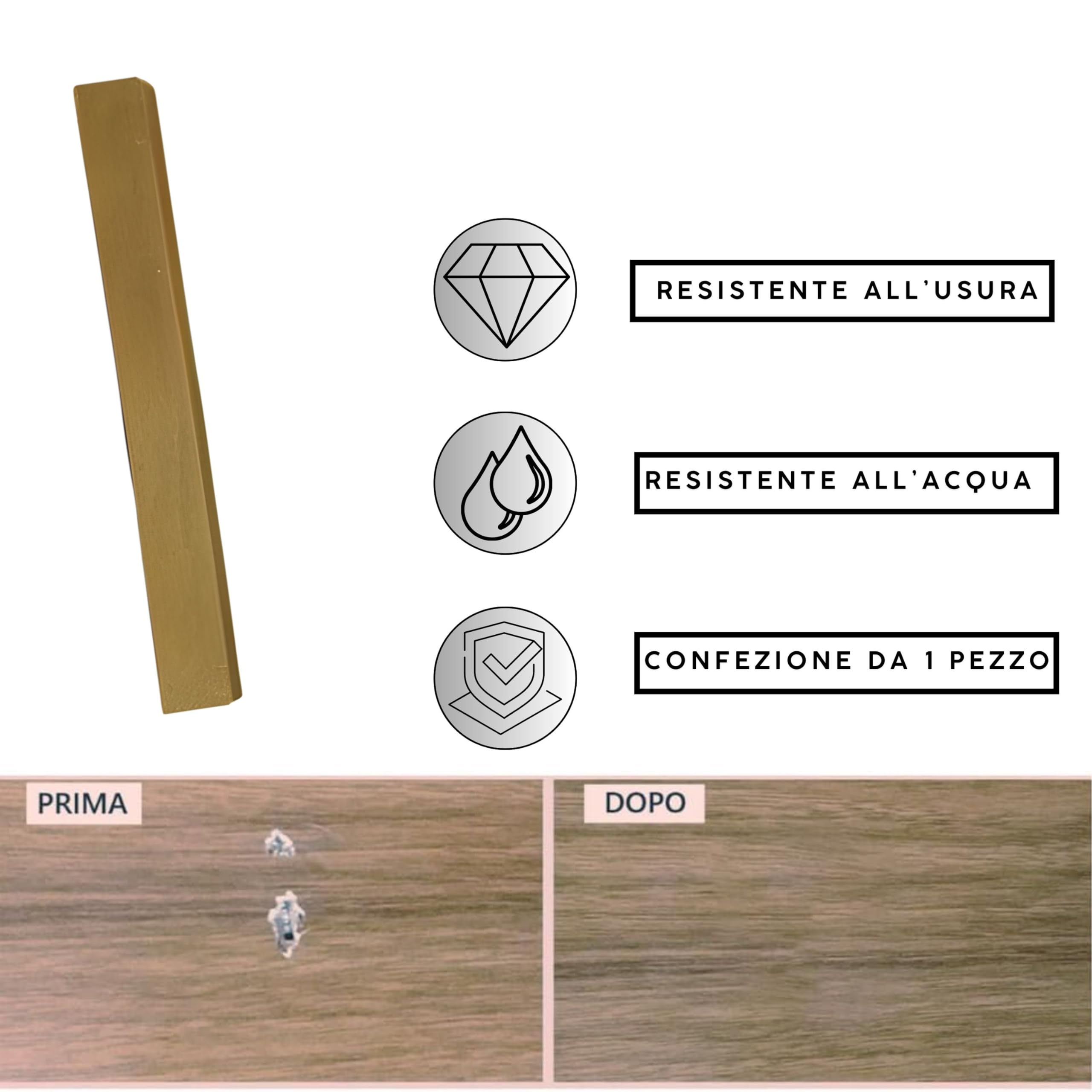 Bastoncino Cera per Ritocco Legno - Stick di Cera Naturale per Graffi e Solchi Legno - (Noce Chiaro)