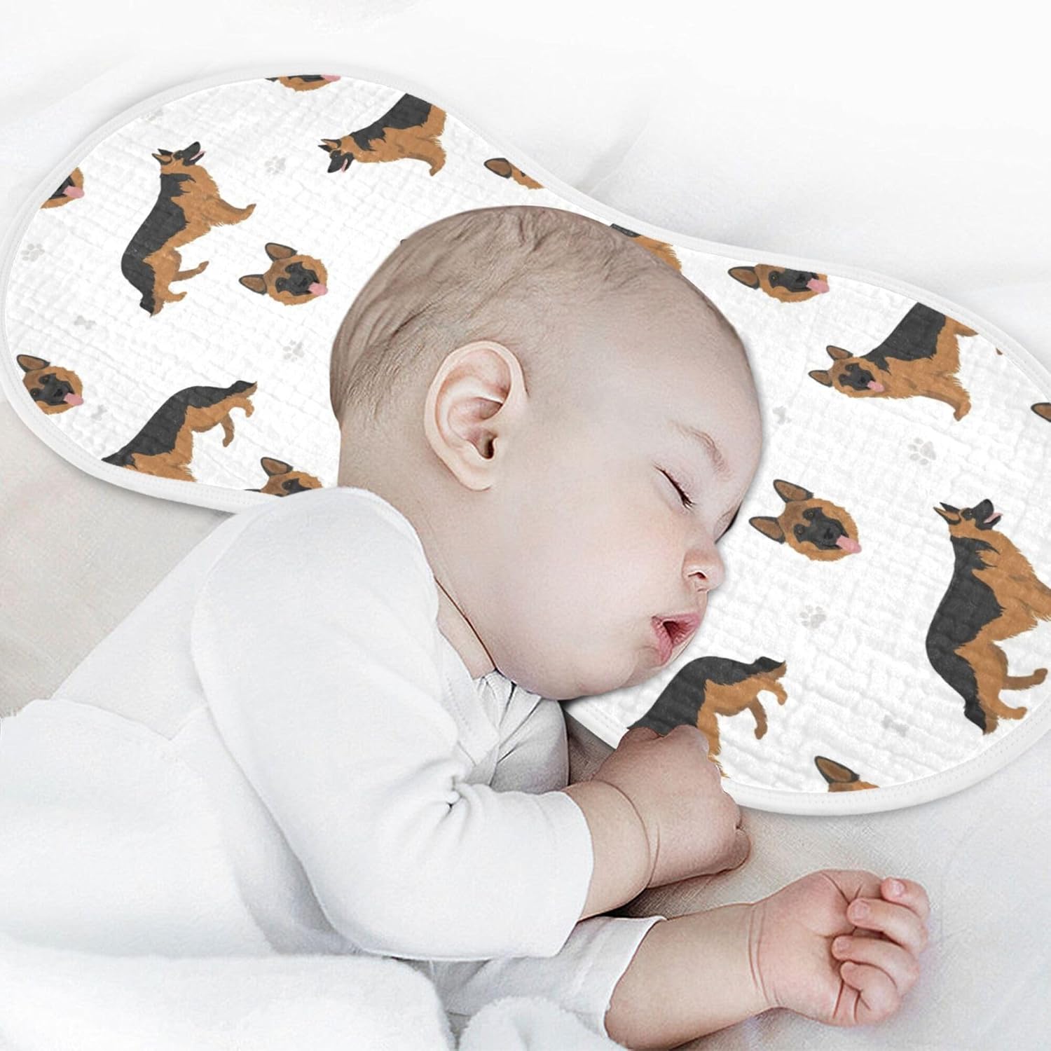 German Shepherd Dog Muslin Burp Cloths for Baby 4 Pack Soft 100% Cotton Baby Washcloths Bibs for Boy Girl