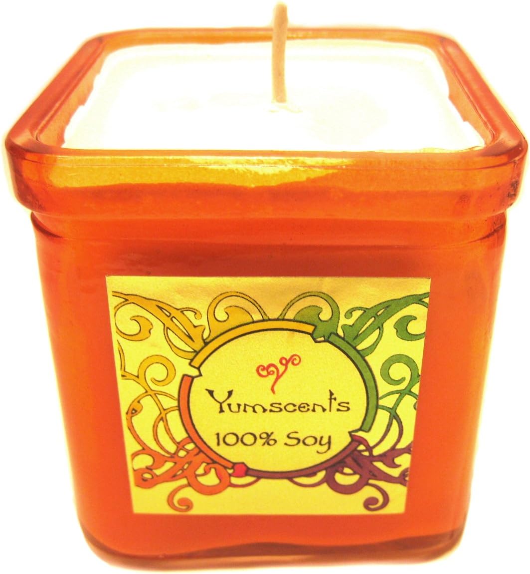 Yumscents Smoke and Odor Eliminator Soy Candle in Decorative Orange Recycled Glass Container, 8-Ounce