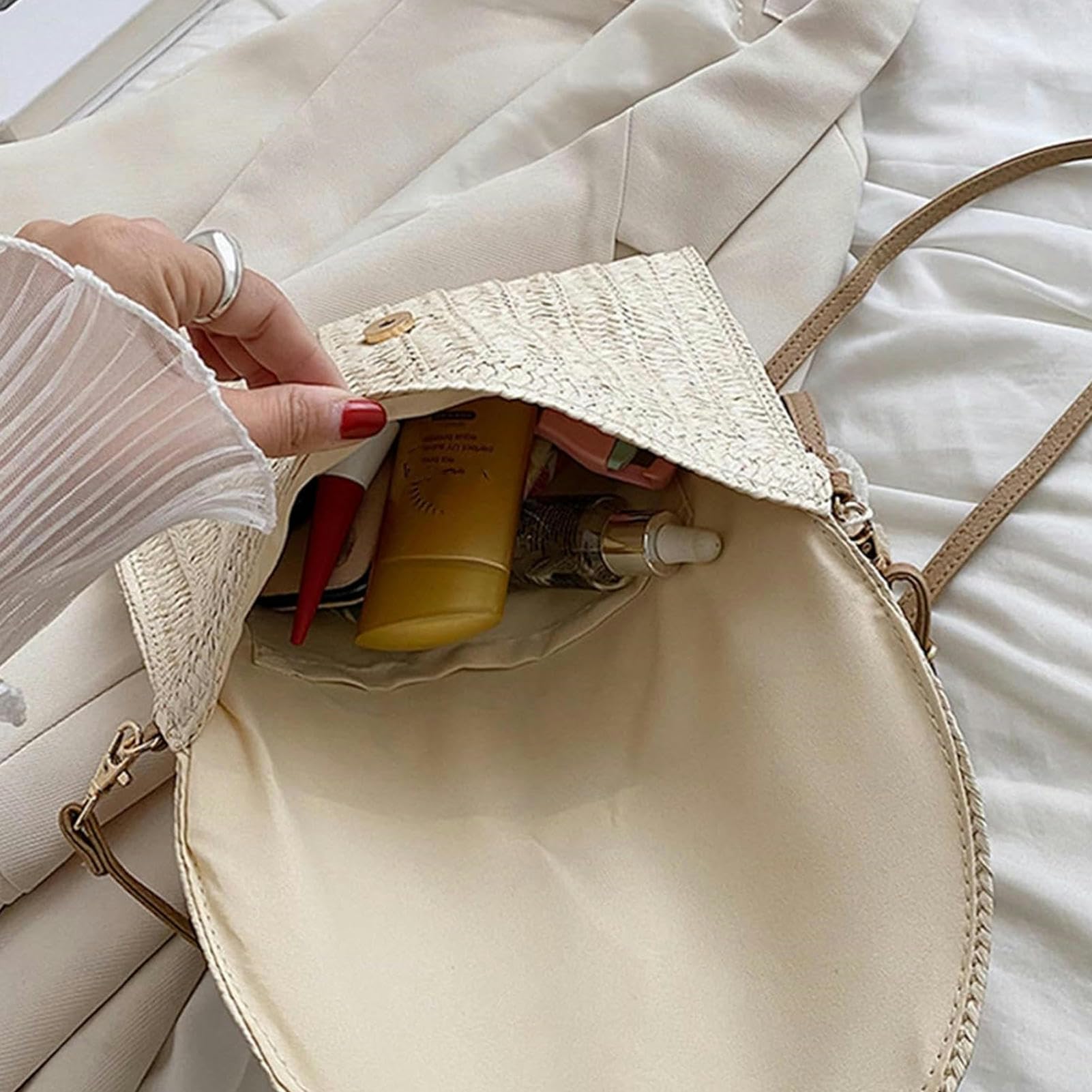 Borsa Donna Tracolla Straw Clutch Bag Crossbody Bag per Le Donne Borse A Spalla di Viaggio Borsa Donne-Deep Brown-27x1x20cm