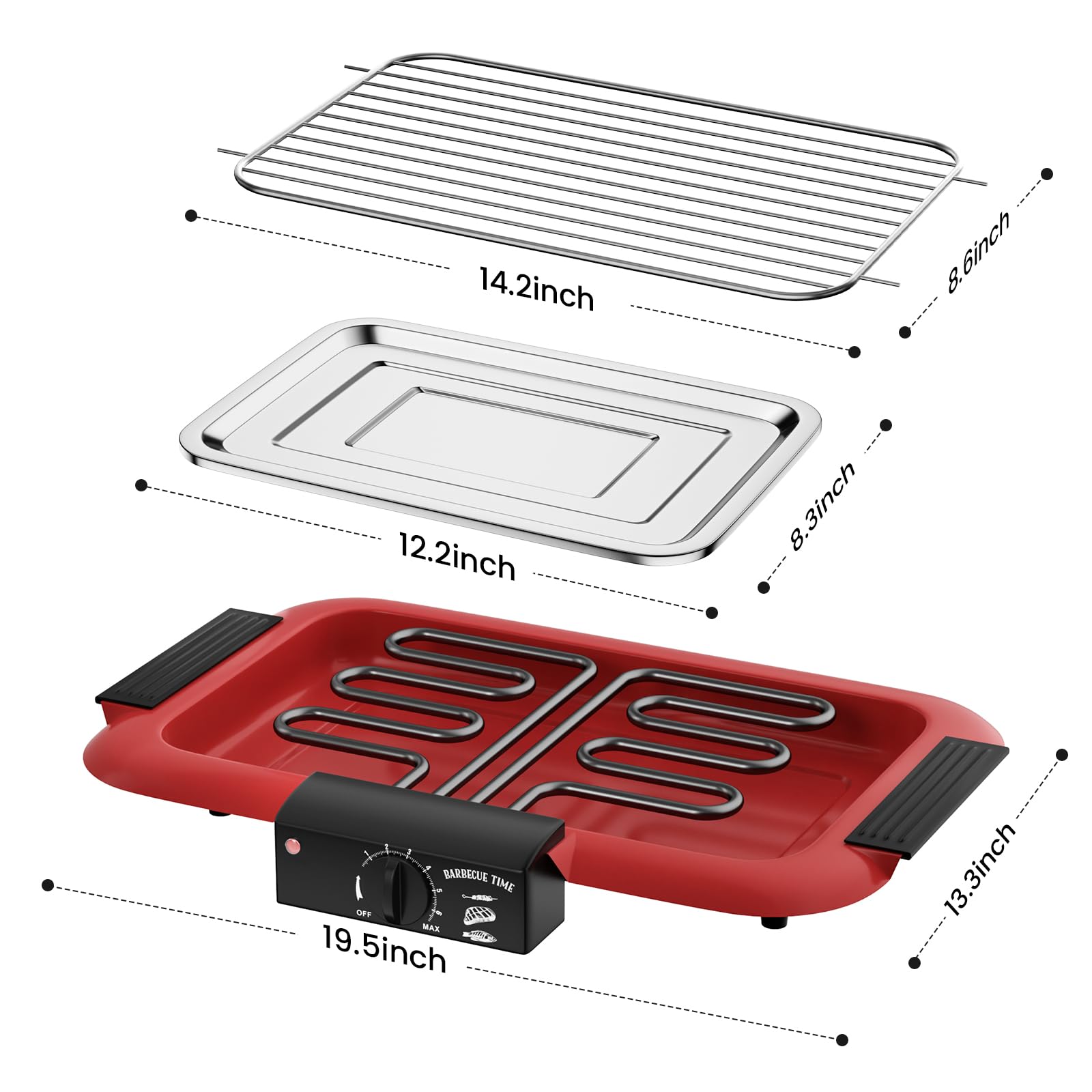 Parrilla Eléctrica 2000 W Antiadherente - Sin Humo, Para Interior Y Exterior, Con Bandeja De Agua, 6 Niveles De Temperatura