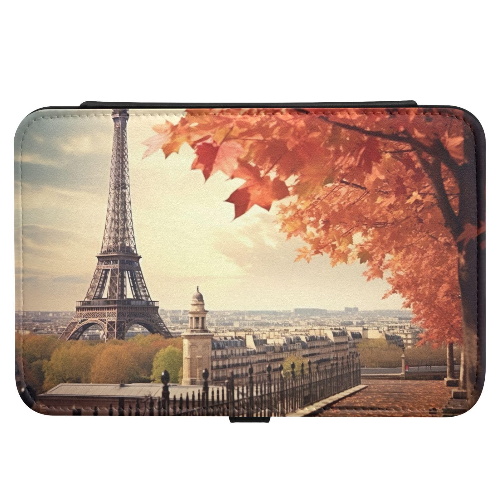 Haskirky Autumn Eiffel Tower Jewelry Box Portable PU Leather Travel Jewelry Organize for Women Jewelry Storage Display Holder for Ring, Necklace, Earring