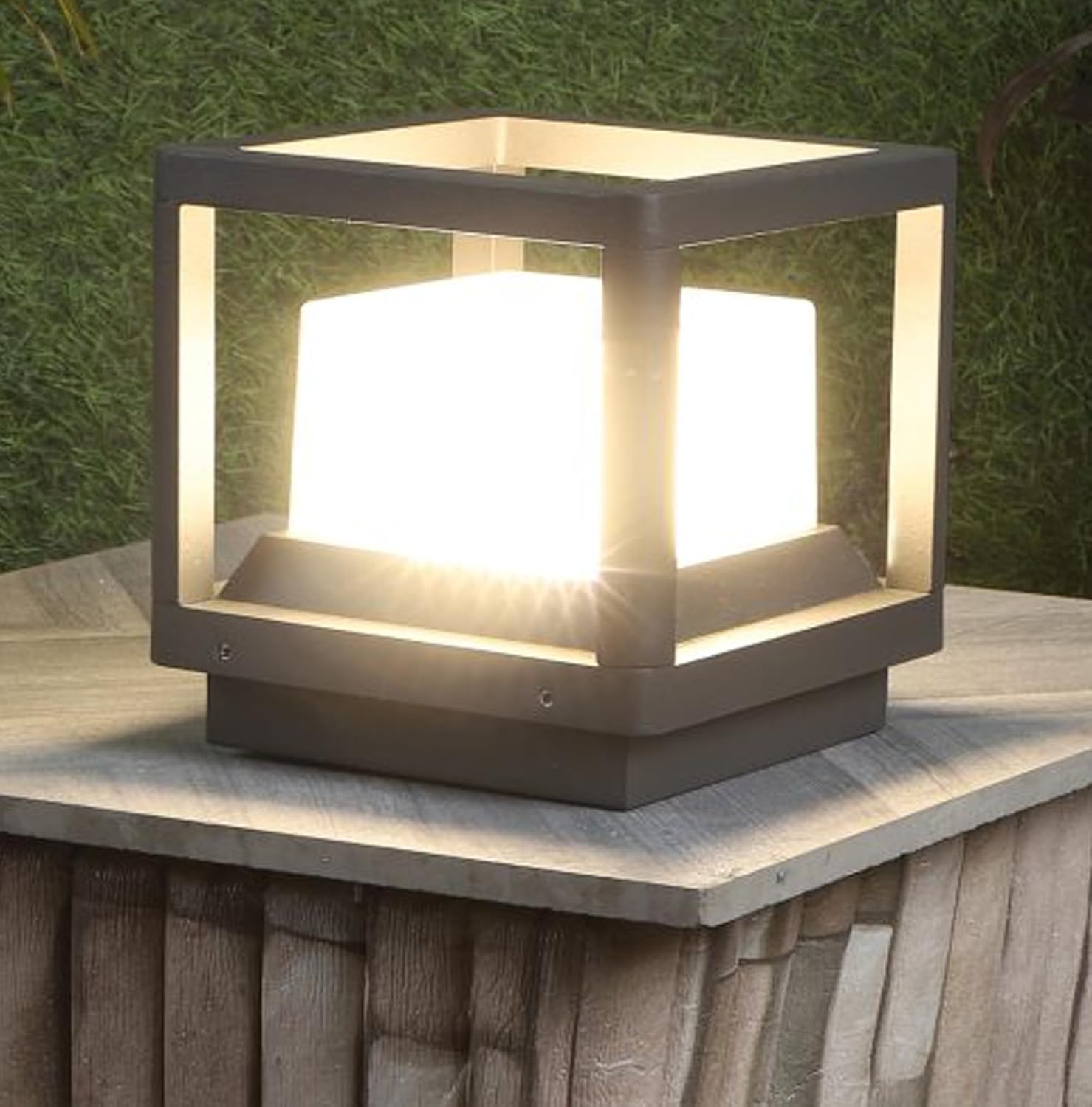 Modern LED Post Light, Outdoor Waterproof Garden Pillar Lamp, Black Aluminum, Square Design, Warm White Light, for Patio Deck Fence with 1 Year Warranty-image-17