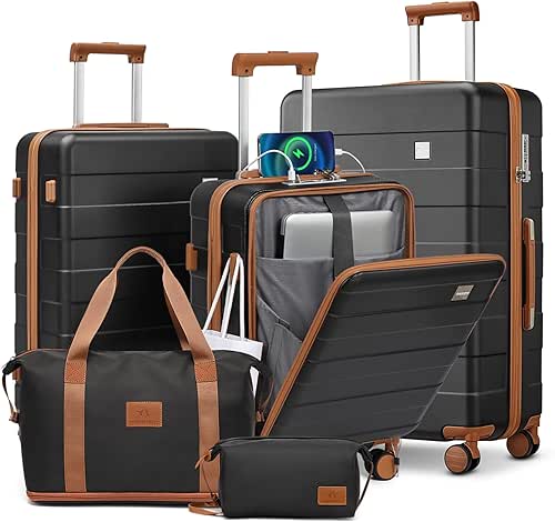 imiomo Luggage Sets 5 Piece with TSA Locks, Hardside Carry