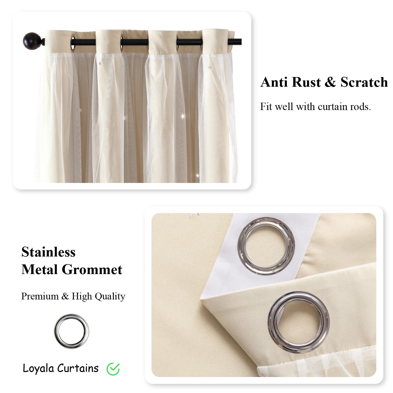 Loyala Tende Oscuranti Stelle 132x244 cm Set 2 Pannelli Camera da Letto Bambine