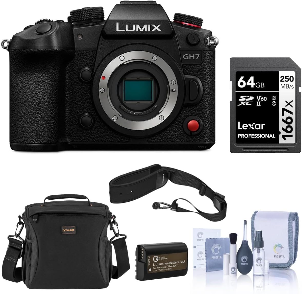 Panasonic Lumix GH7 Mirrorless Camera with Lumix G Leica DG Vario-Elmarit 12-60mm f/2.8-4.0 Lens Essentials Kit Bundle (Without Lens, Included Value) (Included Value) (Included Value)