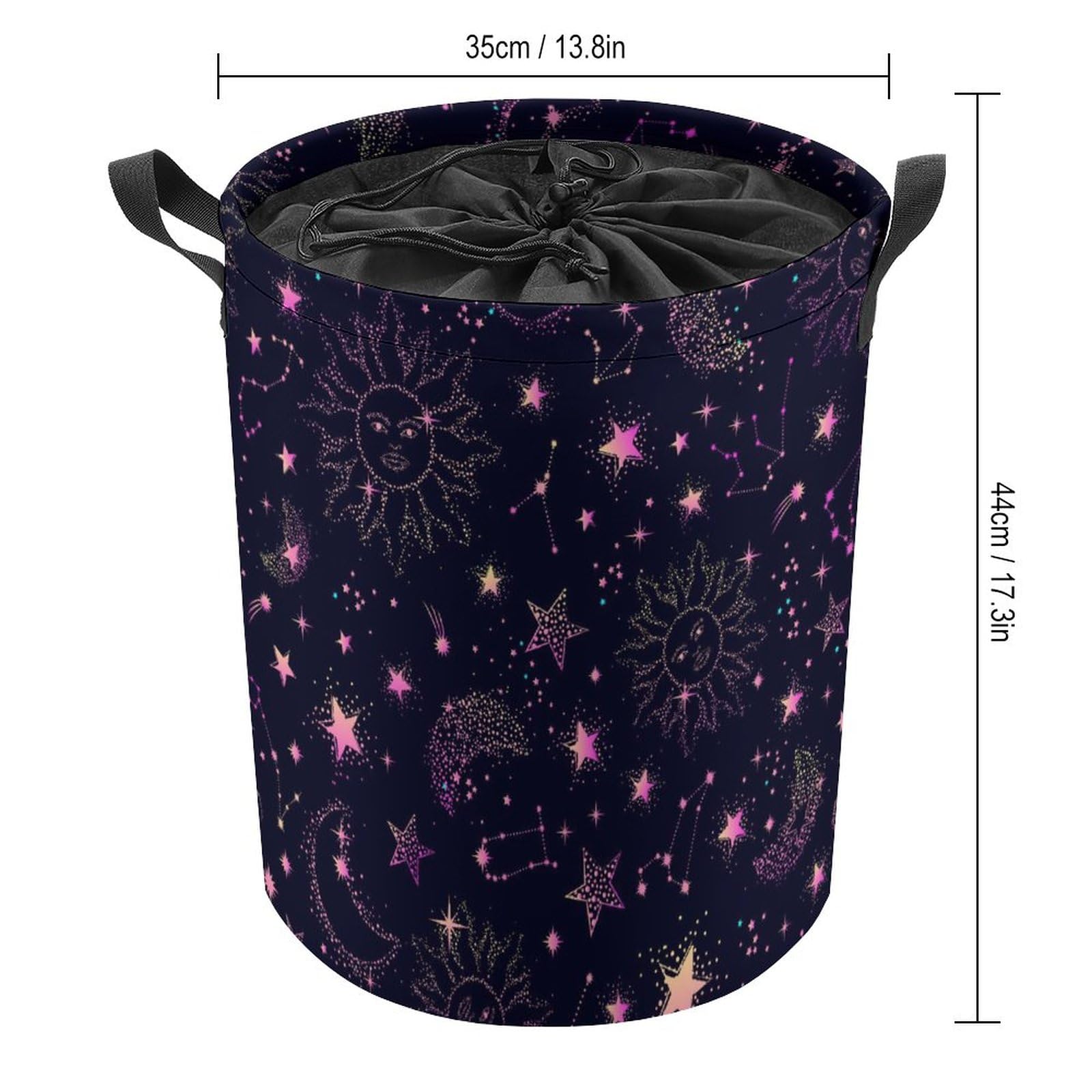 Large Laundry Basket, Foldable Laundry Hamper Bag, Space Galaxy Constellation Sun Moon Stars Pattern Toys and Clothing Storage Basket Bathroom Bedroom Home Organizer Decor