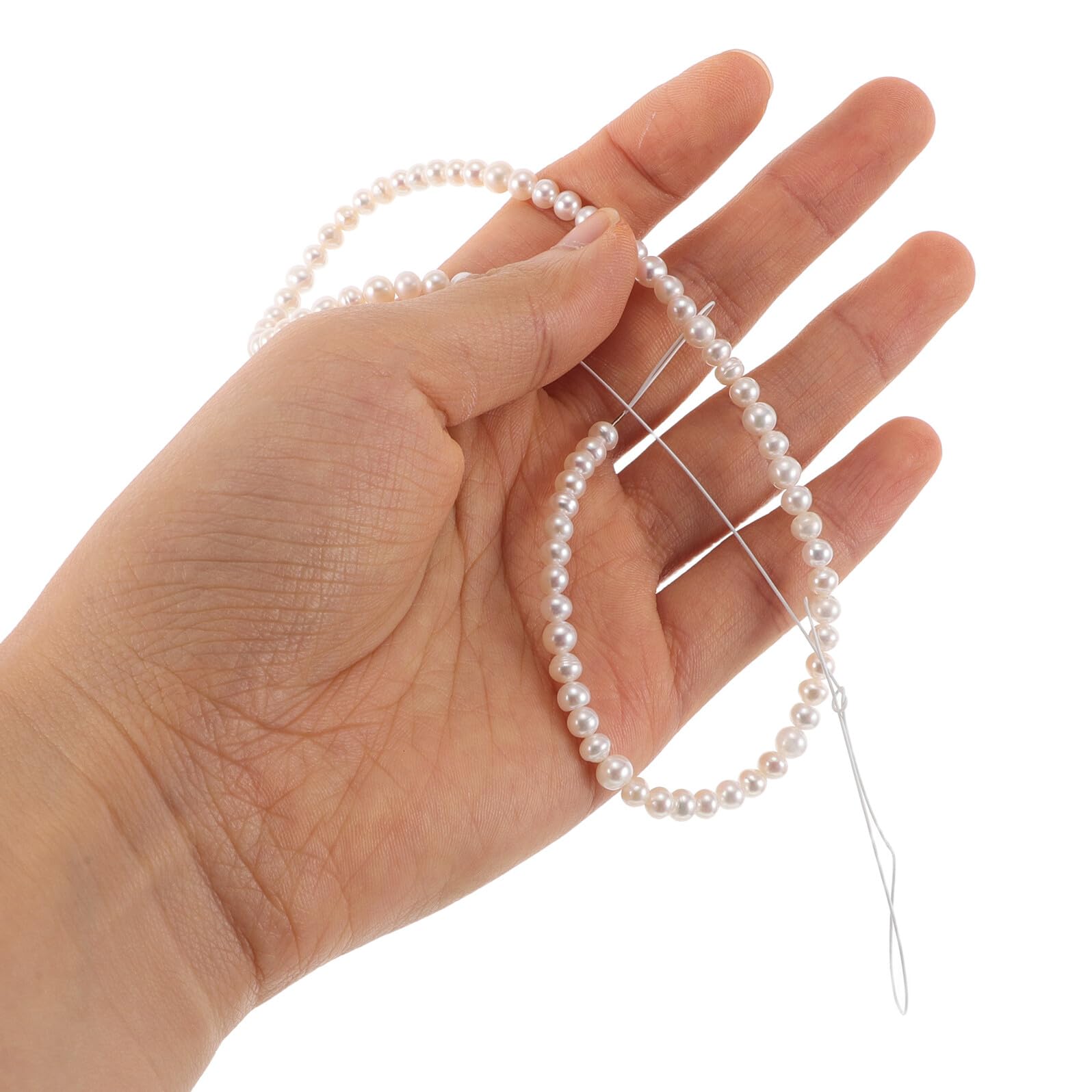 Perlas Sueltas Naturales de Dulce 3-4 MM Redondas Casi Lisas para Manualidades Pulseras Collares y Pendientes Hilo de para Joyería DIY