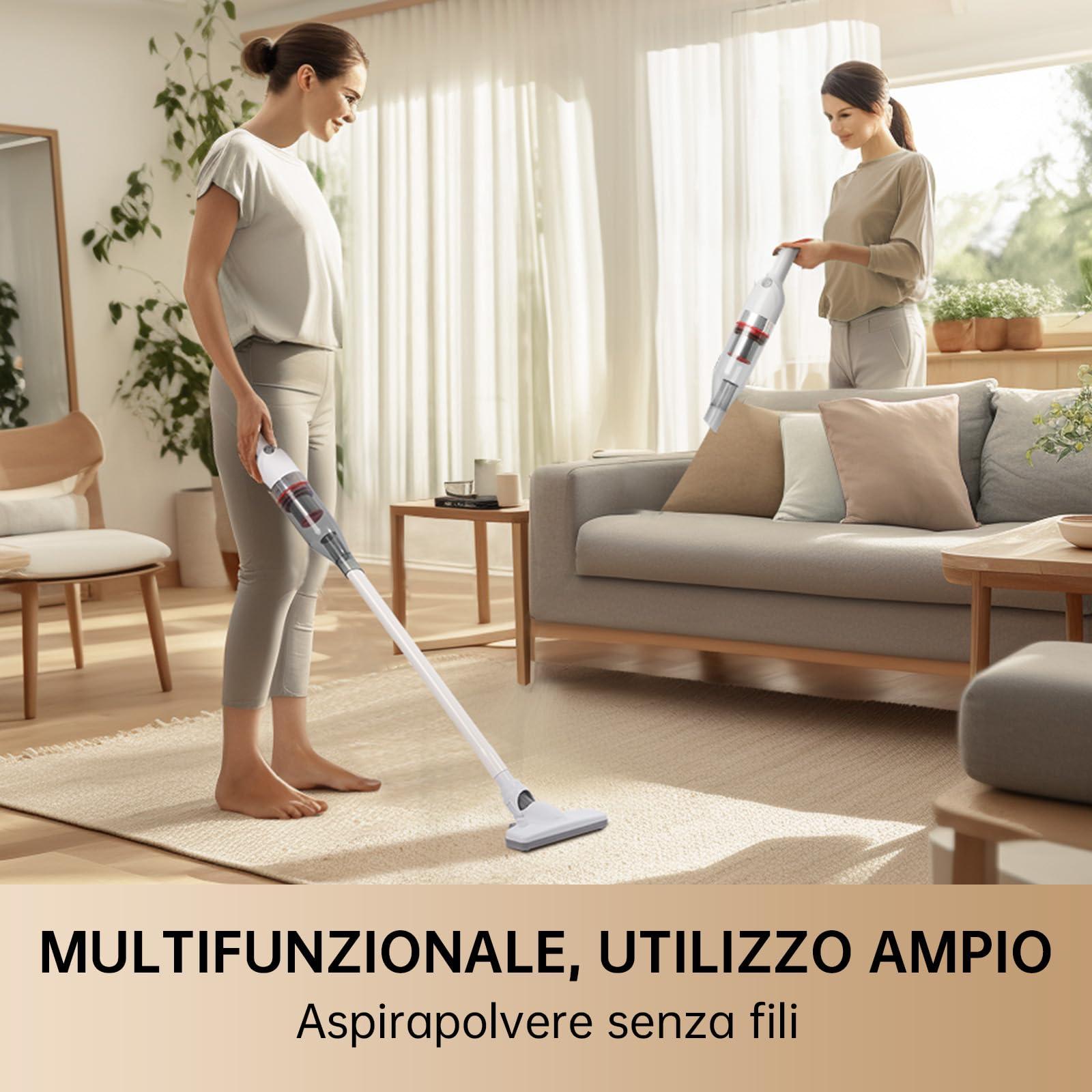 14000Pa Aspirapolvere Senza Fili, 4 in 1 Leggero Palmare Scopa Elettrica Senza Fili, Aspirapolvere Portatile Ideale per Camere da Letto, Terrazze, Persiane, Automobili, Bianco, ESSENTIAL