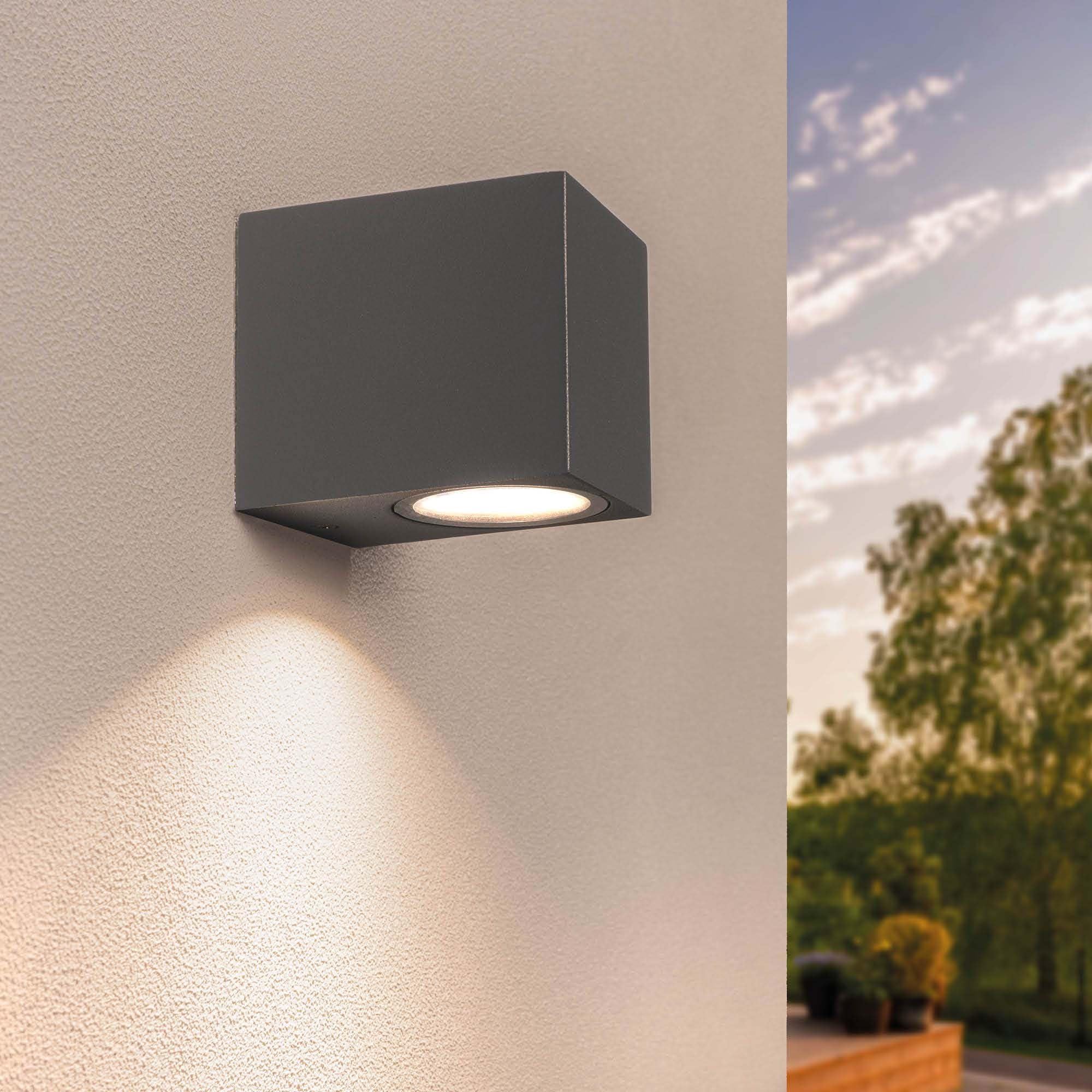 Ledvion Grey - Led Wall Light Anthracite & Cube, Gu10 Spot, Ip54, Outdoor Lamp, Outdoor Lighting, Garden Lighting, Facade Lighting
