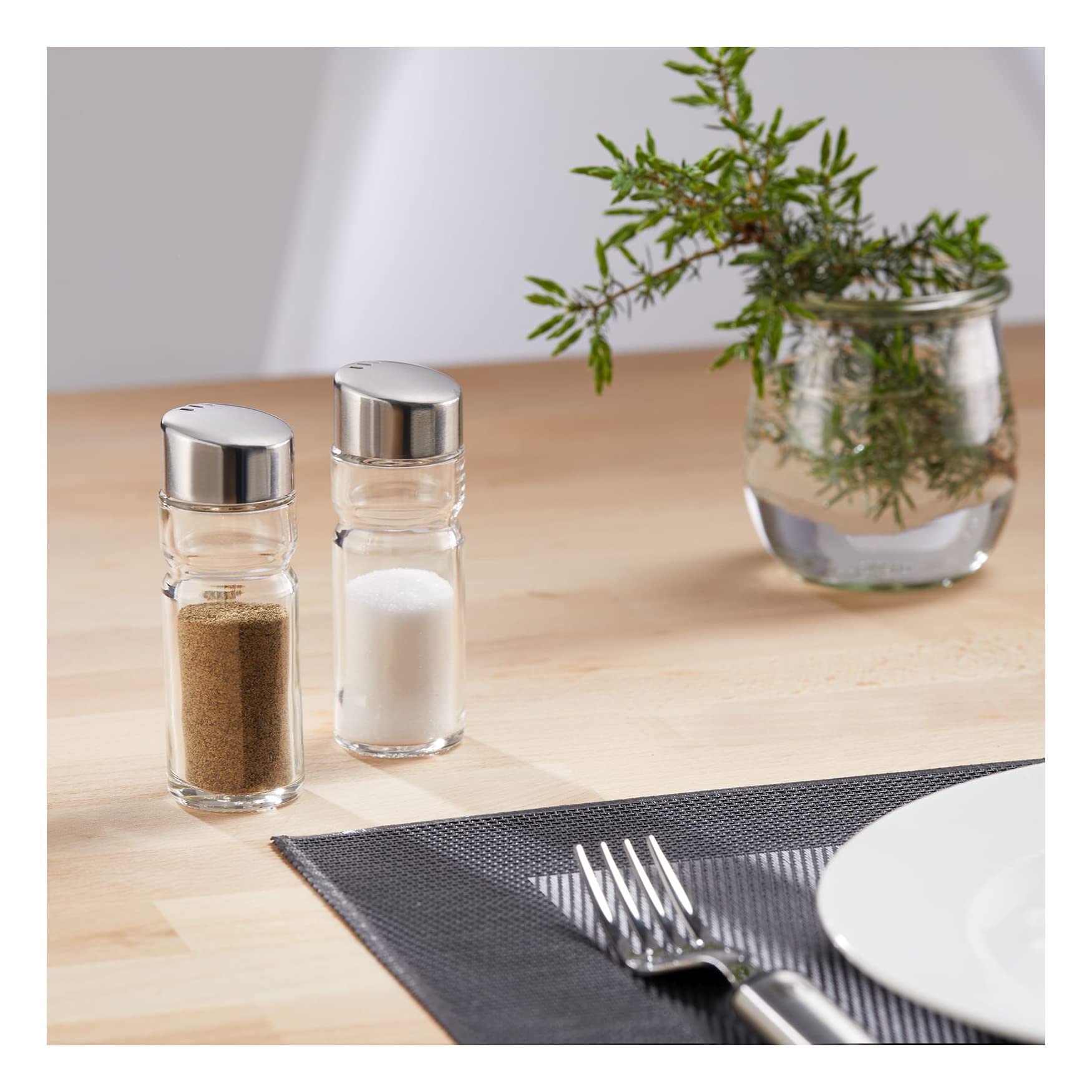 Westmark Contenitori per spezie universali, 12 pezzi, Capacità: 40 ml l'uno, Vetro/Acciaio inox, Wien, Argento/Trasparente, 650722E2