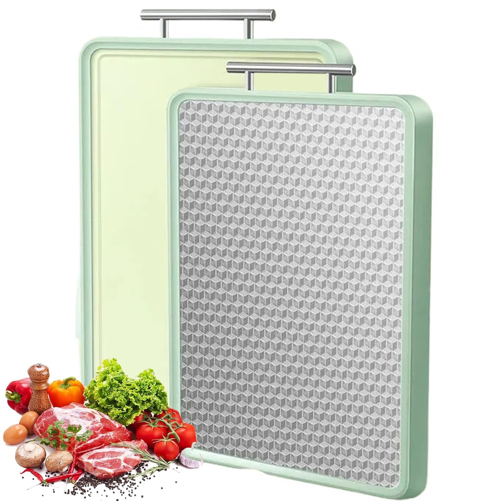 Tagliere in acciaio inox di alta qualità con base antiscivolo, resistente tagliere da cucina per la preparazione degli alimenti, facile da pulire, superficie antiscivolo, ideale per cuochi casalinghi