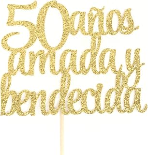 Atelier Elegance 50 Anos Amada y Bendecida Cake Topper, 50 Years Loved & Blessed Cake Topper, 50th