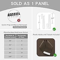 Vista 12 de Cortina plisada de 96 pulgadas de largo, con aislamiento térmico para oscurecer la habitación, cortina plisada con ganchos y alzapaños para sala