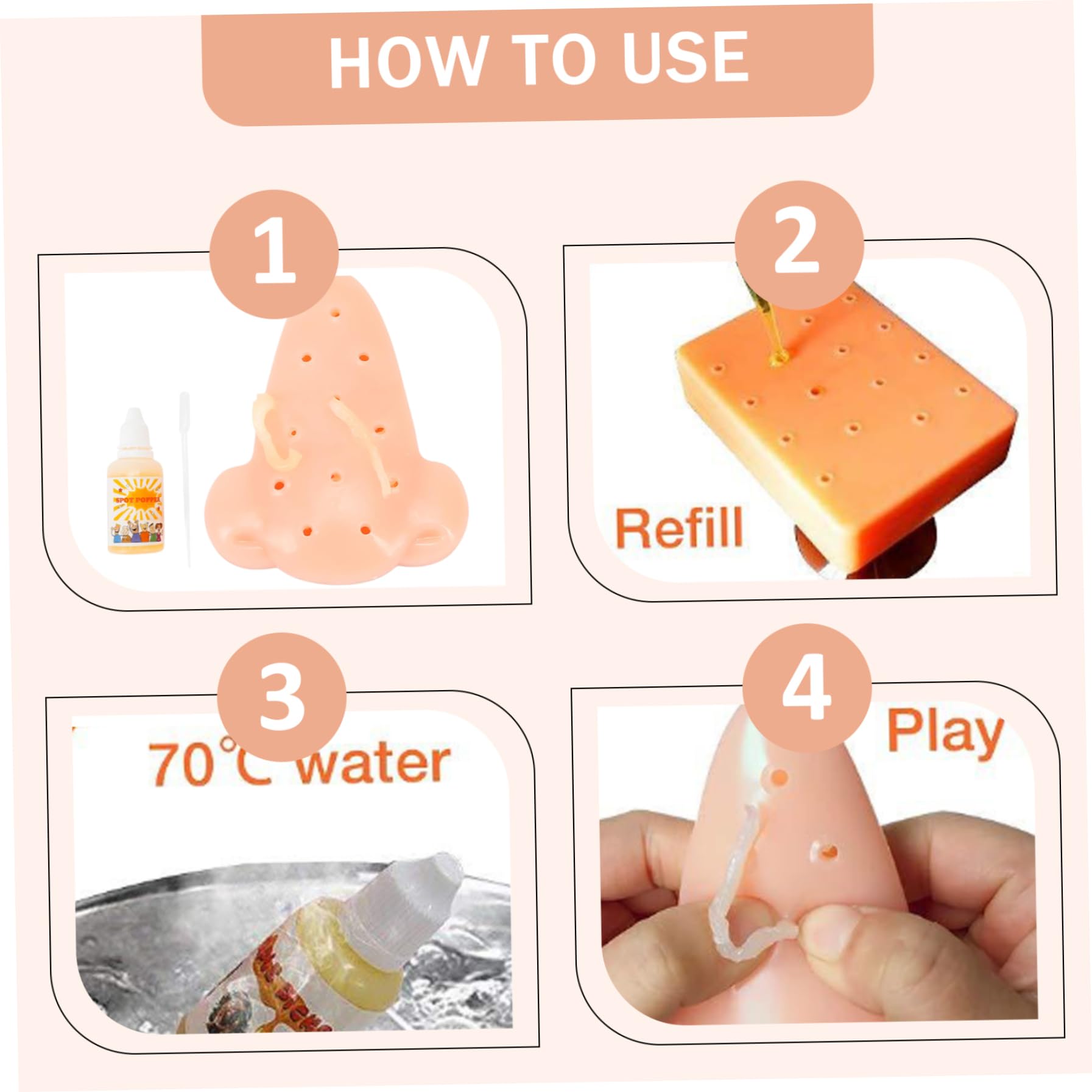 Jouet Anti-Stress Bouton à Percer – Kit Extraction Points Noirs & Acné Avec Pince, Soulagement Instantané Du Stress Et De L'Anxiété (Noir)